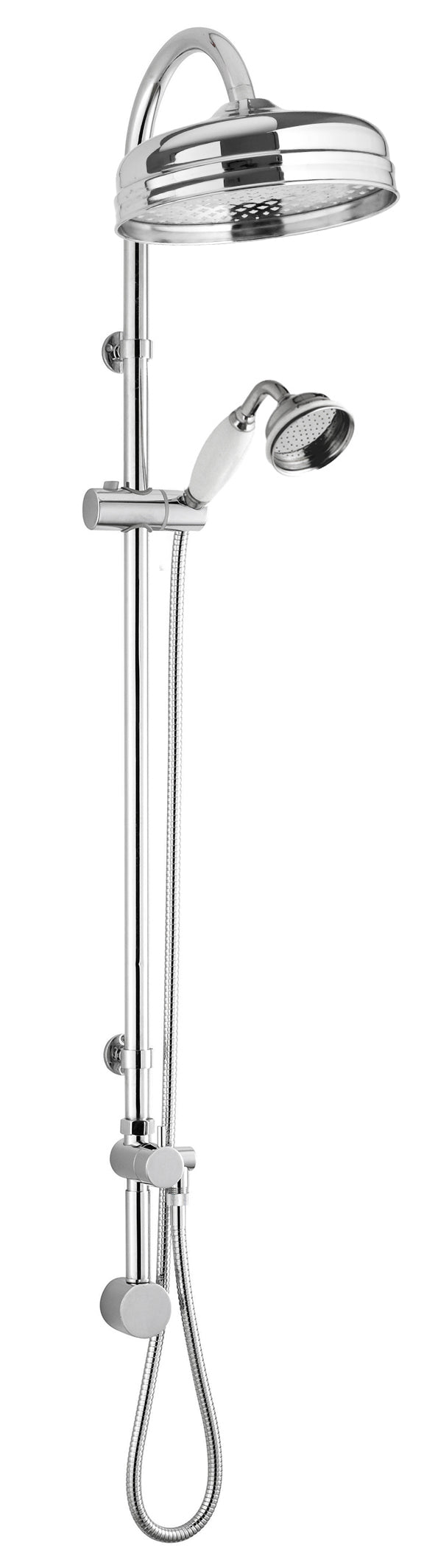 Nuie Shower Riser Kit With Drencher Head, Handset And Elbow - Chrome/White