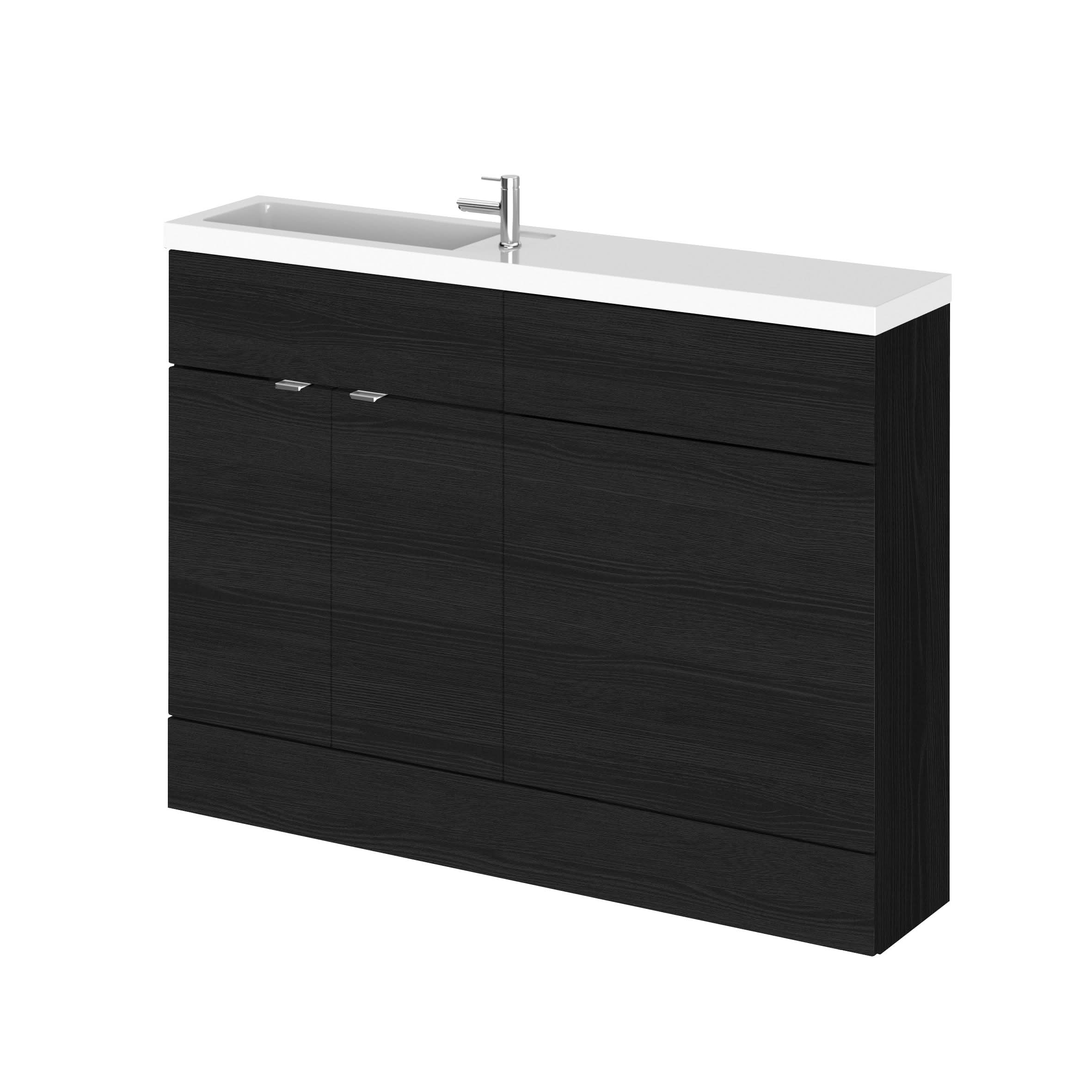Hudson Reed Fusion Floor Standing 2 Door Vanity Basin & WC Combination Compact, Sink Vanity Unit, Charcoal Black, 1200mm