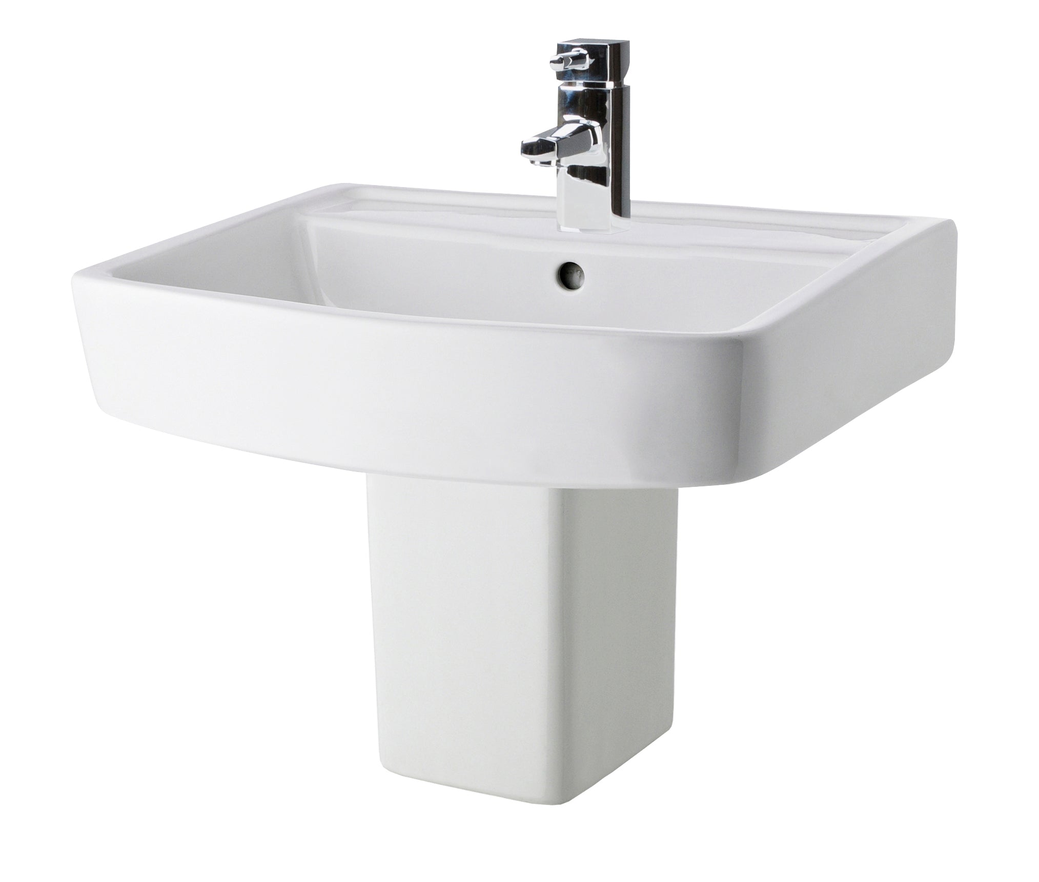 Nuie Bliss 520mm Basin With Semi Pedestal - 1 TH - White