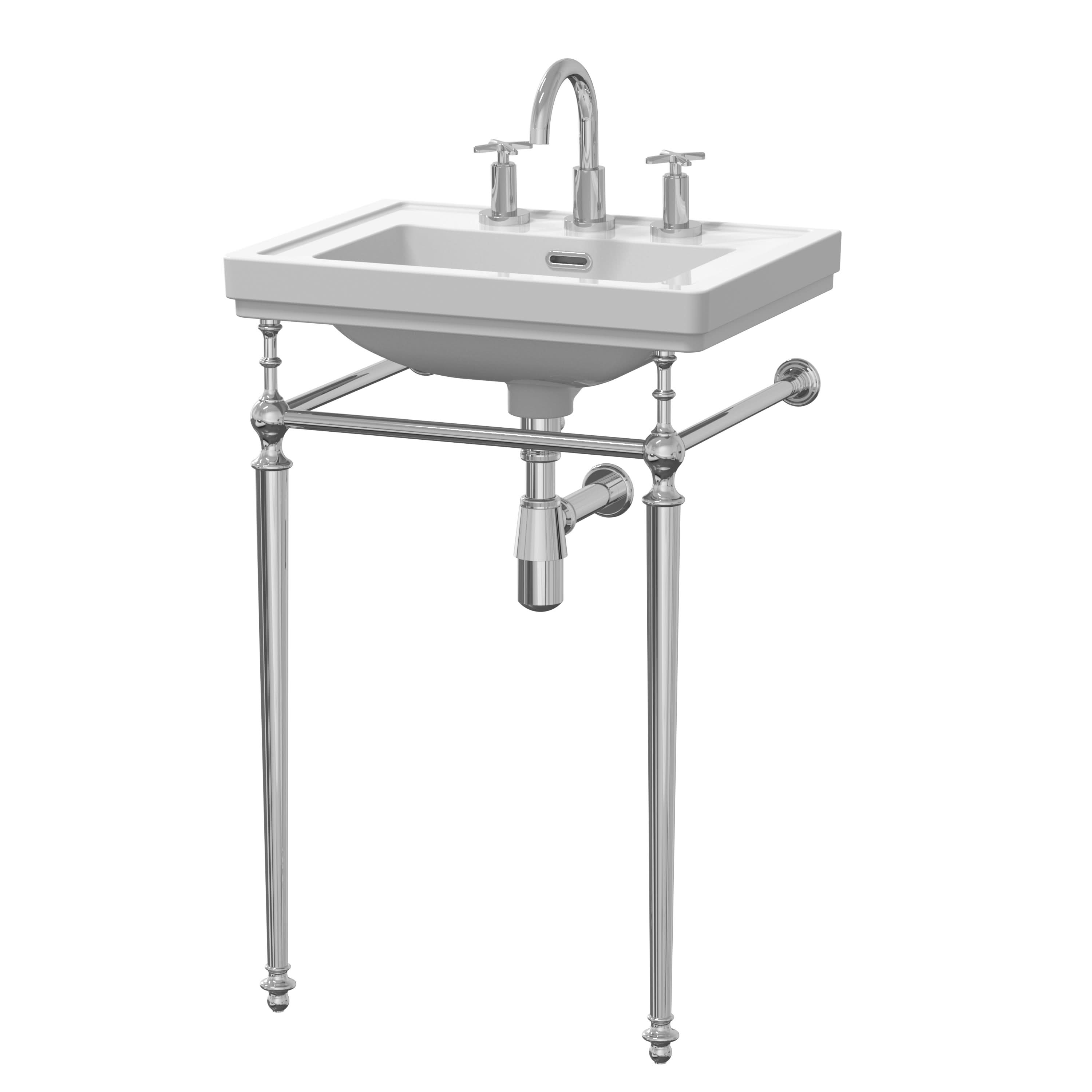 Nuie 500mm 3 Tap Hole Basin with Traditional Stand, Pedestal Bathroom Basin, White