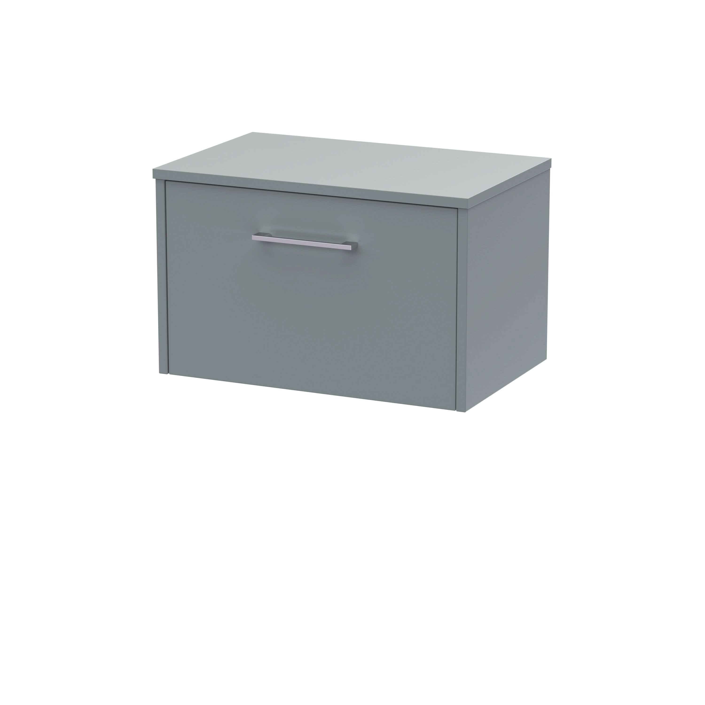 Hudson Reed Juno Wall Hung 1-Drawer Vanity Unit & Coastal Grey Worktop, Stylish Countertop Basin Unit in Coastal Grey, 600mm
