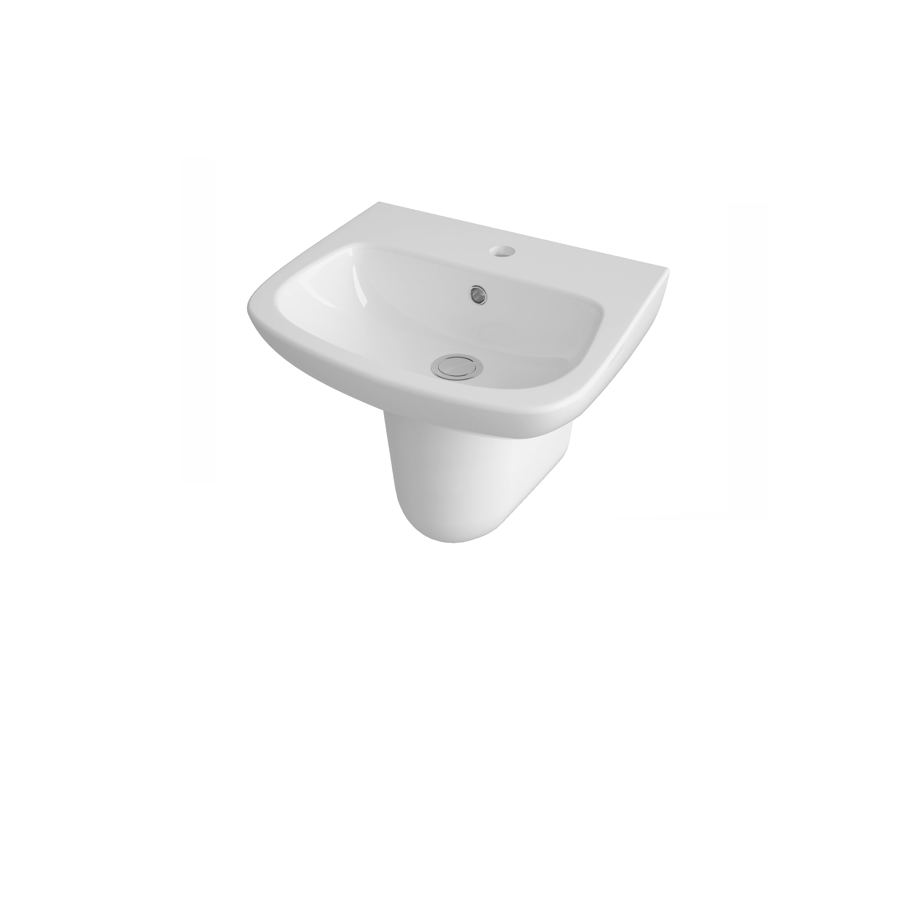 Nuie Ambrose 500mm Basin With Semi Pedestal - 1 TH - White
