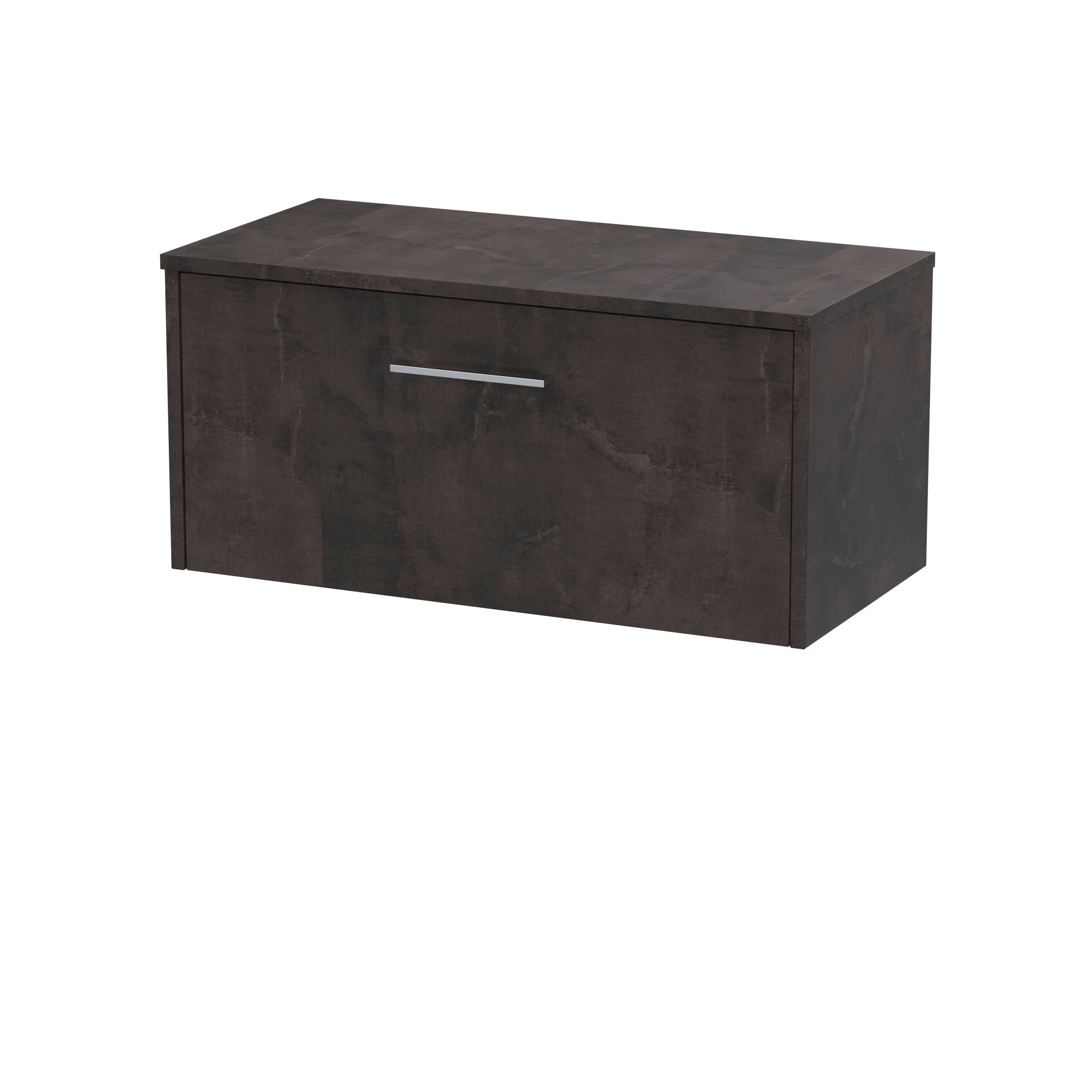 Hudson Reed Juno Wall Hung 1-Drawer Vanity Unit & Metallic Slate Worktop, Countertop Basin Unit in Metallic Slate, 800mm