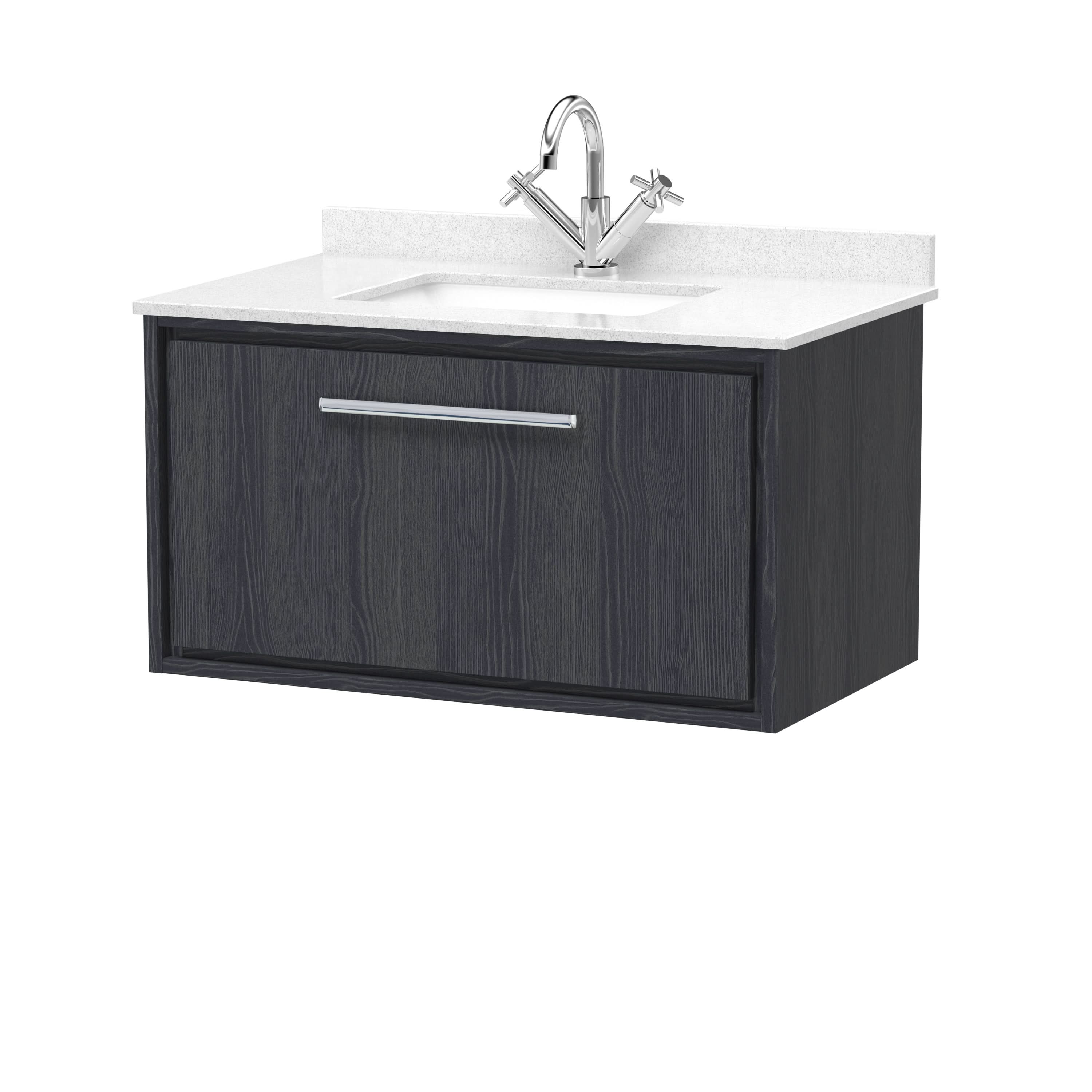 Hudson Reed Lille Wall Hung Vanity Unit with Marble Worktop and Basin, Durable Bathroom Furniture, Luxury Sink Vanity Unit for Contemporary Bathroom Spaces, 800mm