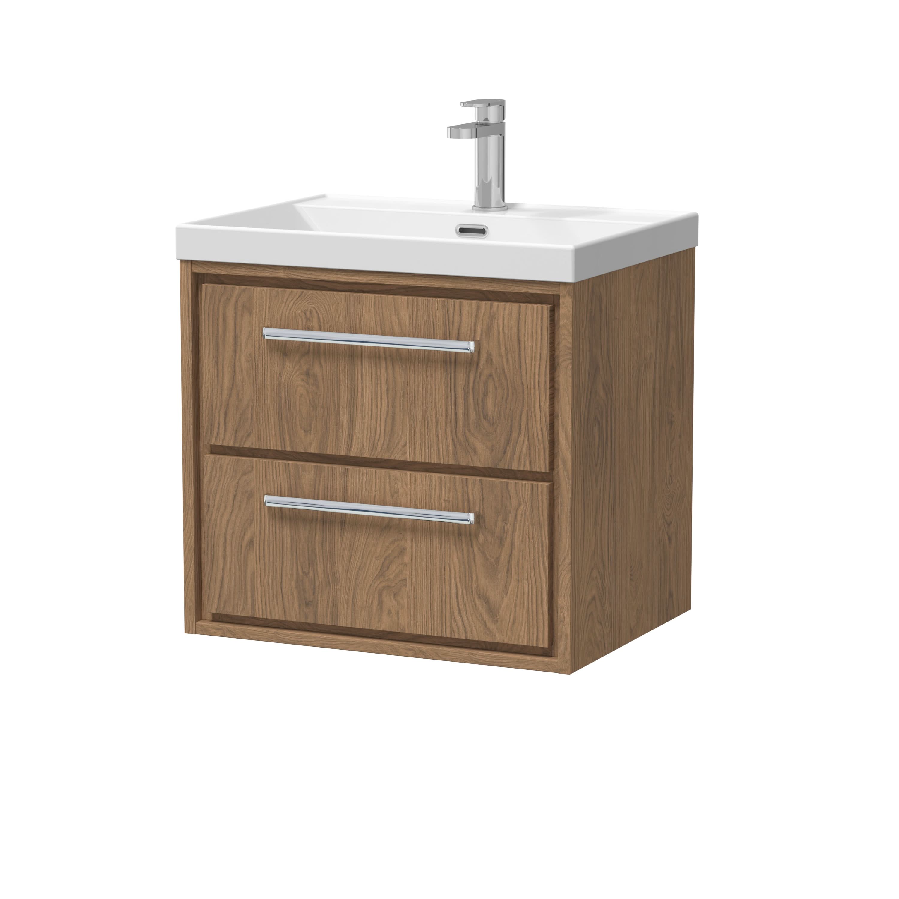 Hudson Reed Lille Wall Hung Vanity Unit with Basin 1 Tap Hole, Durable Bathroom Furniture, Modern Sink Vanity Unit for Stylish UK Bathrooms in White Finish, 600mm