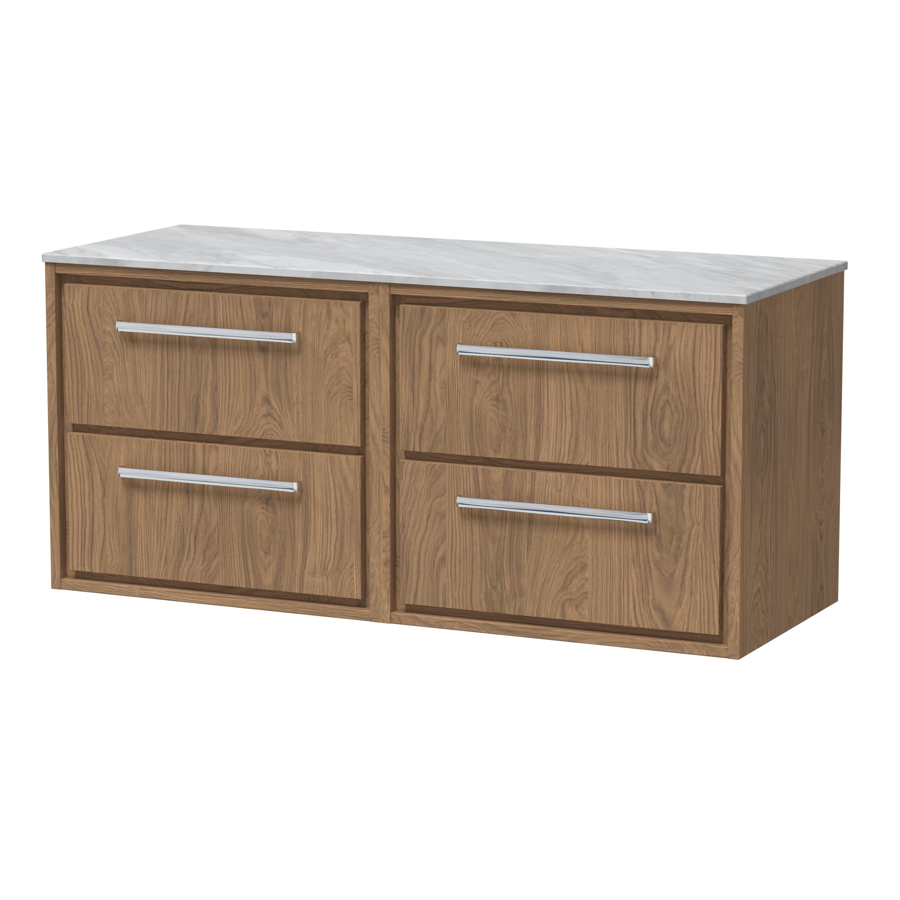 Hudson Reed Lille Countertop Basin Unit, Luxury Marble Top Vanity Unit with Drawers, Durable Bathroom Furniture, Modern Counter Top Vanity for Contemporary Bathrooms, 1200mm