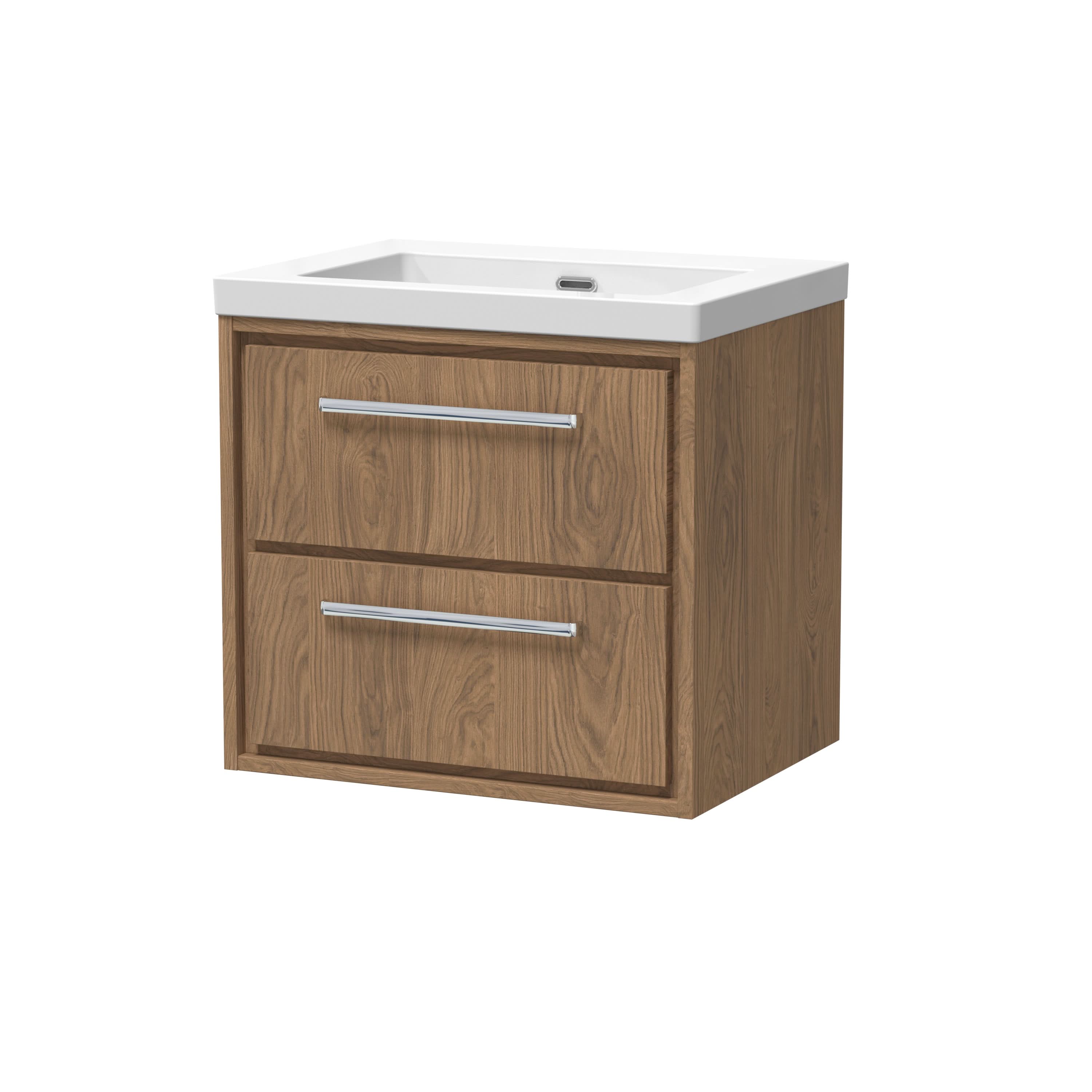 Hudson Reed Lille Wall Hung Vanity Unit with 2 Drawers Basin, Durable Bathroom Furniture, Modern Sink Vanity Unit for Compact Bathroom Spaces, 600mm