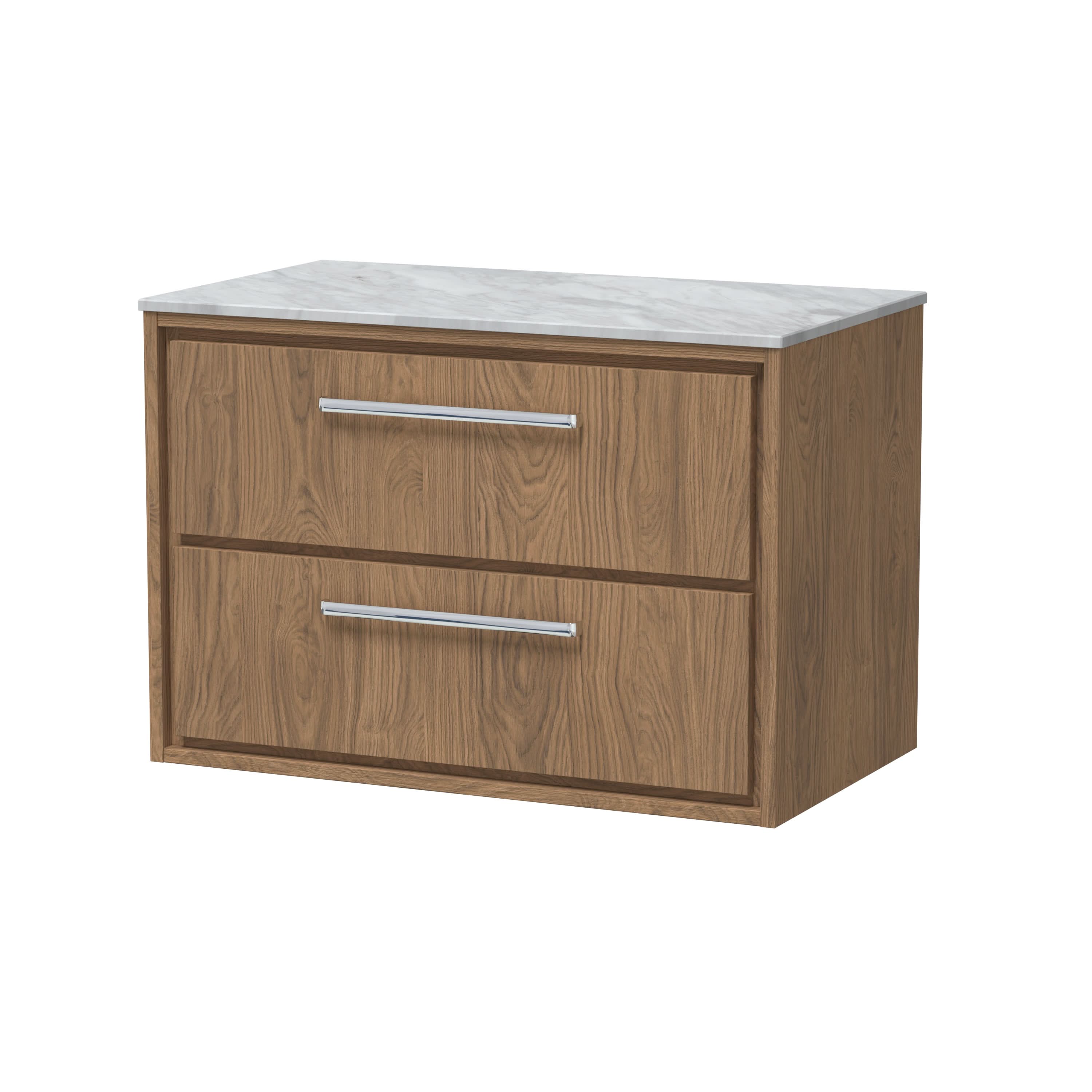 Hudson Reed Lille 800mm Countertop Basin Unit, Marble Top Vanity Unit with Drawers, Durable Bathroom Furniture, Modern Luxury Vanity Unit for Stylish Bathrooms, 800mm