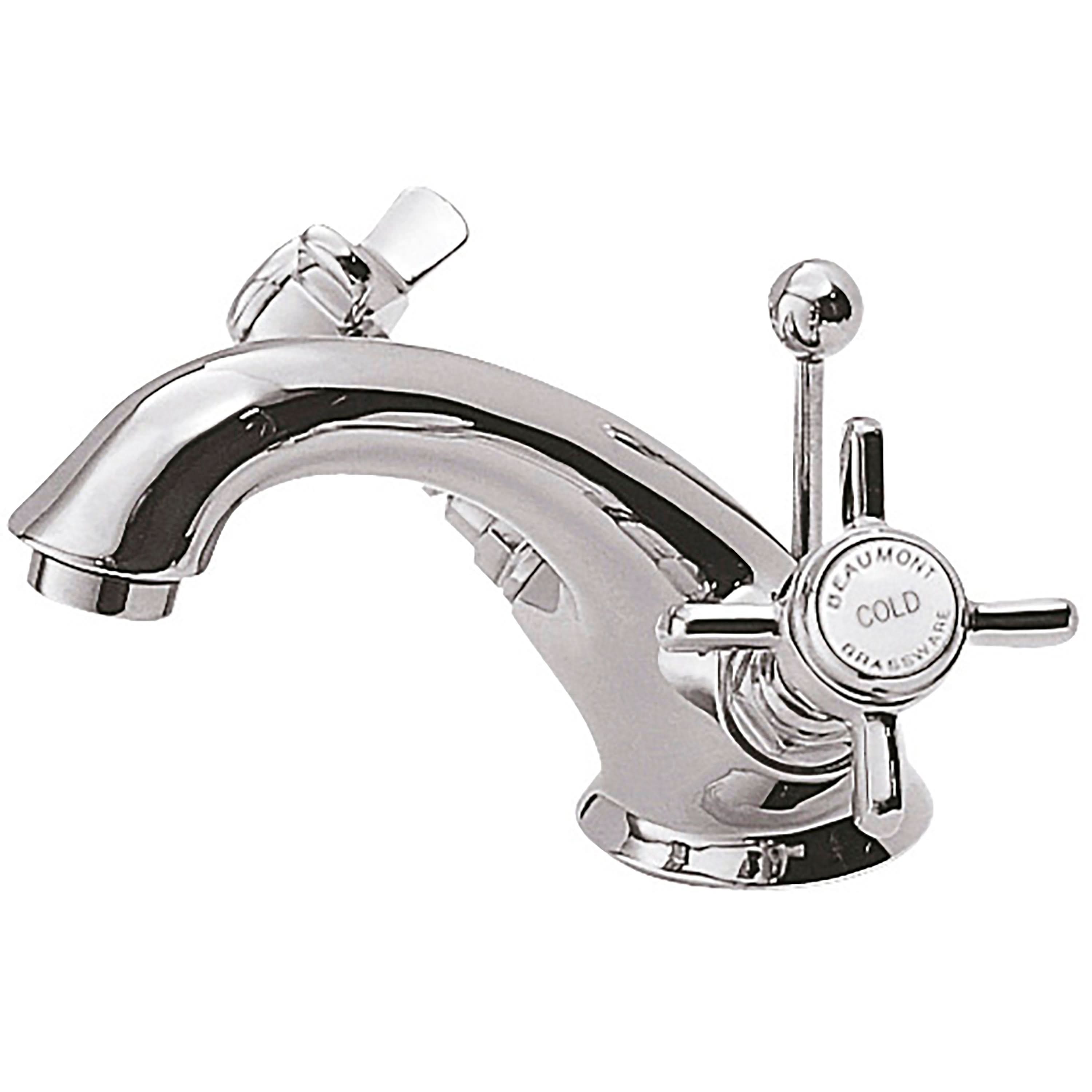 Nuie Beaumont Luxury Mono Basin Mixer Tap with Pop Up Waste - Chrome