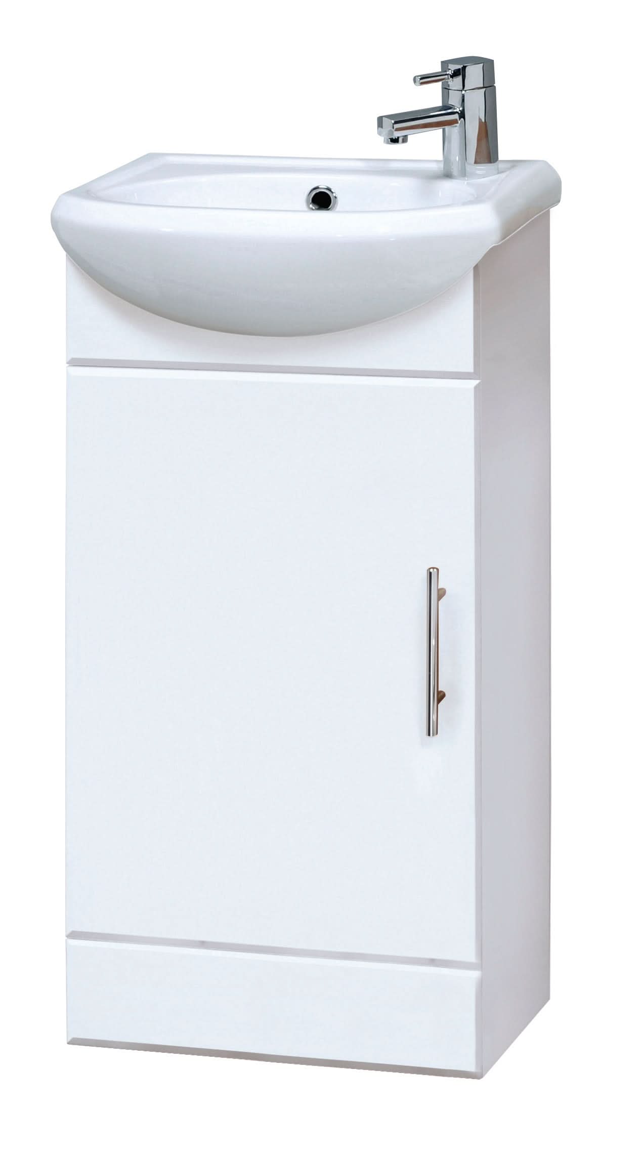 Nuie Mayford 1 Door Floorstanding Vanity Unit With Basin 400mm Wide - White