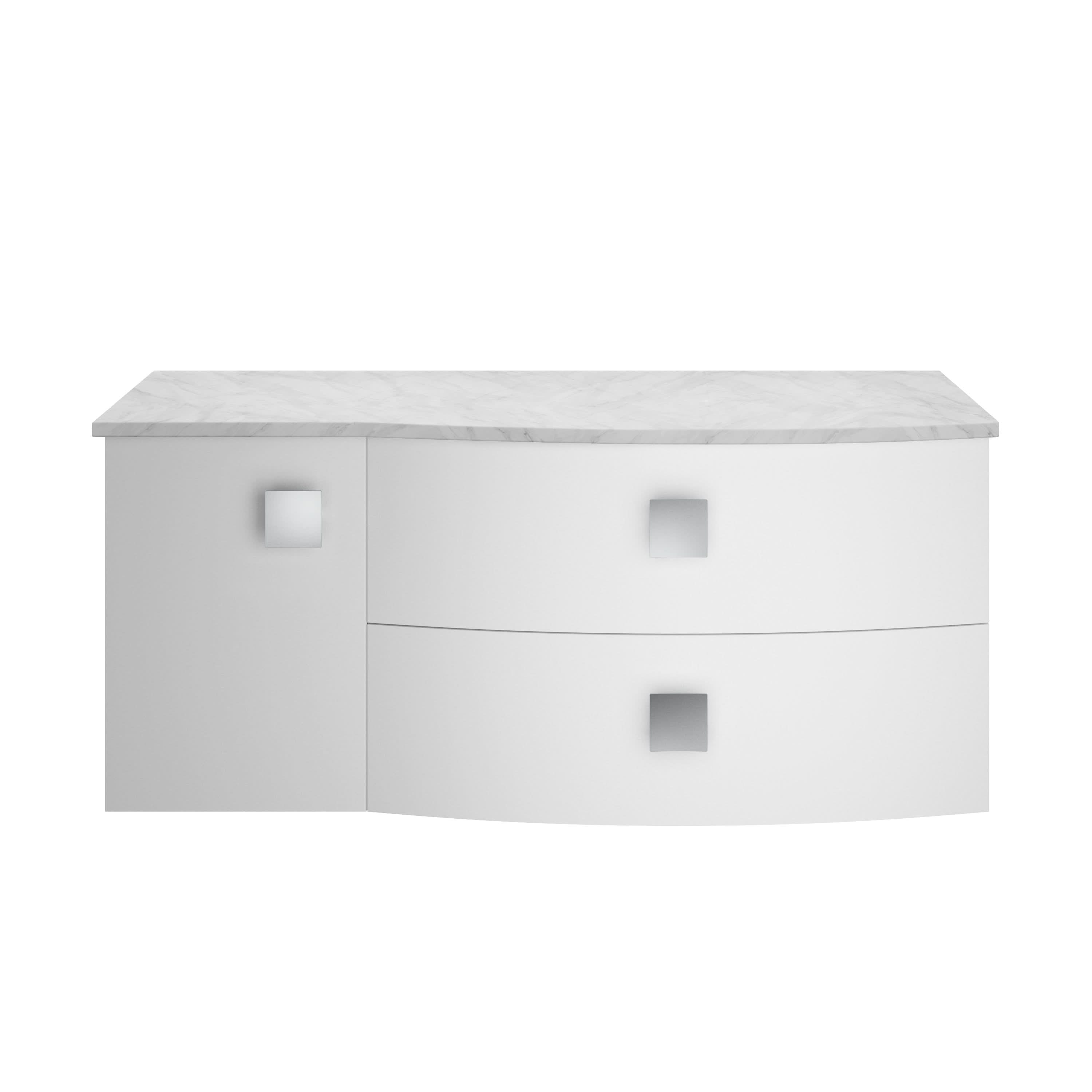 Hudson Reed Sarenna Wall Hung Right Hand 2 Drawer 1 Door Grey Countertop Basin Vanity Unit, Durable Soft-Close Cabinet Bathroom Furniture in Moon White, 1000mm