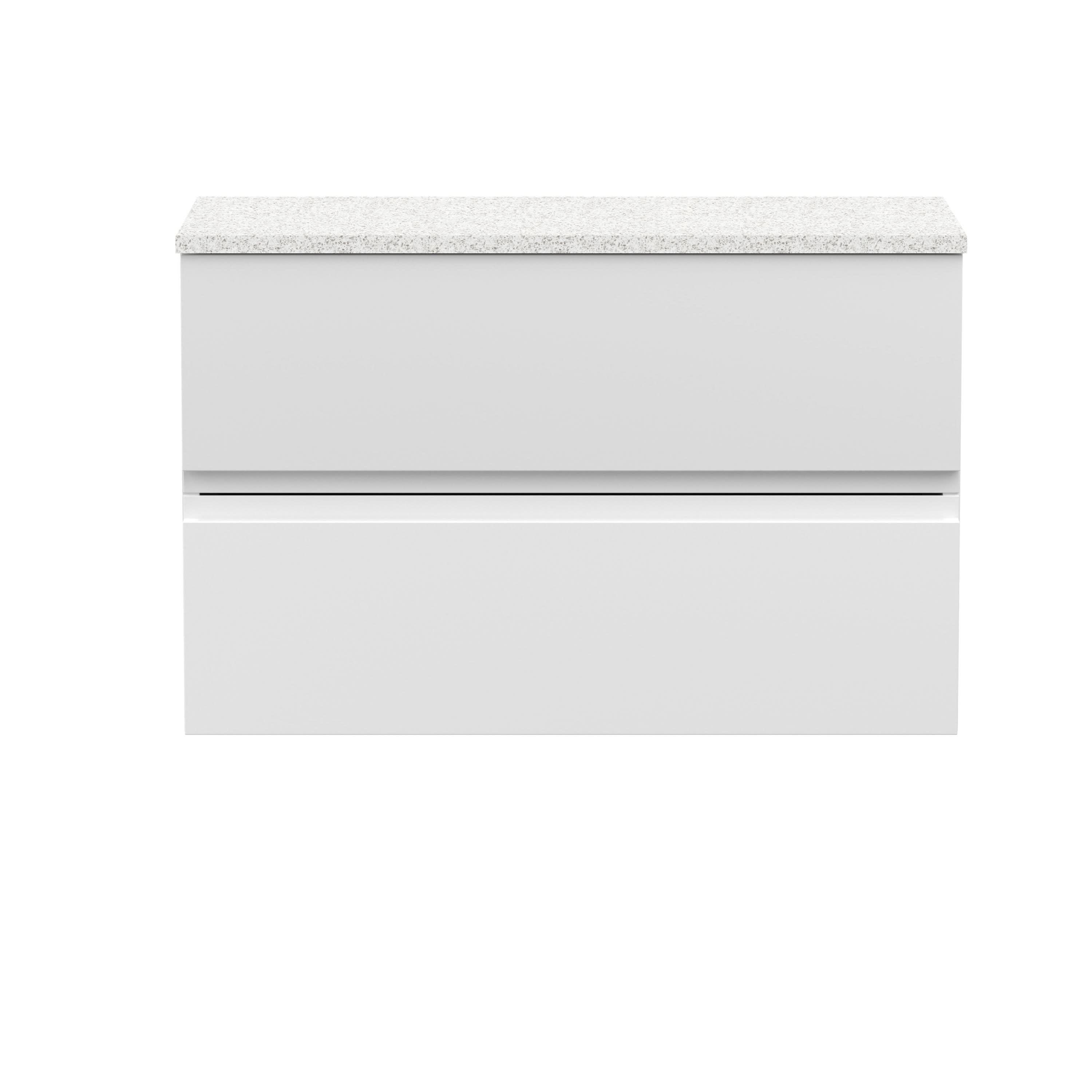 Hudson Reed Urban Wall Hung Countertop Basin Unit, 2 Soft Close Drawers Vanity Unit and Sparkling White Worktop in Satin White, 800mm