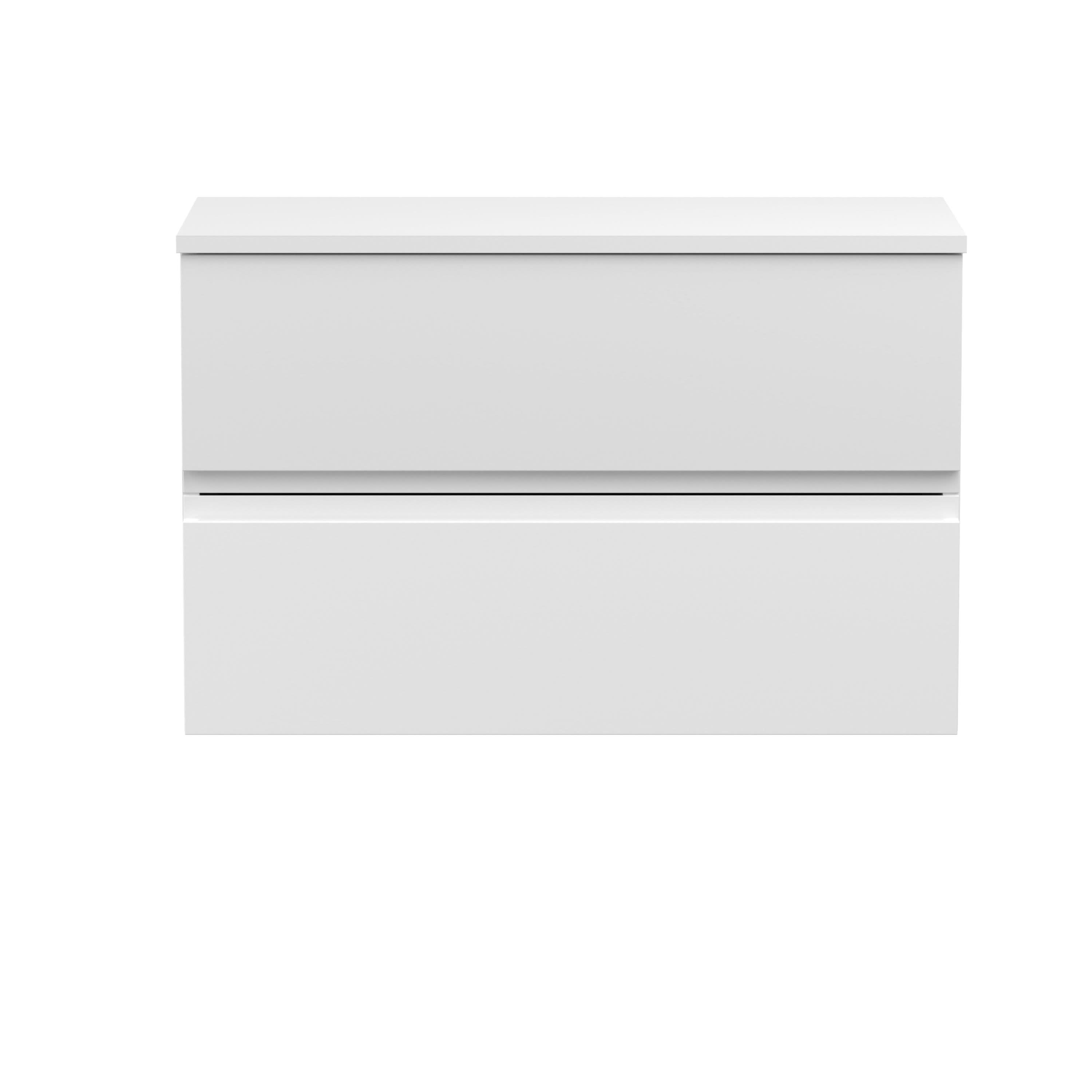 Hudson Reed Urban Wall Hung Countertop Basin Unit, 2 Soft Close Drawers Vanity Unit and White Worktop in Satin White, 800mm