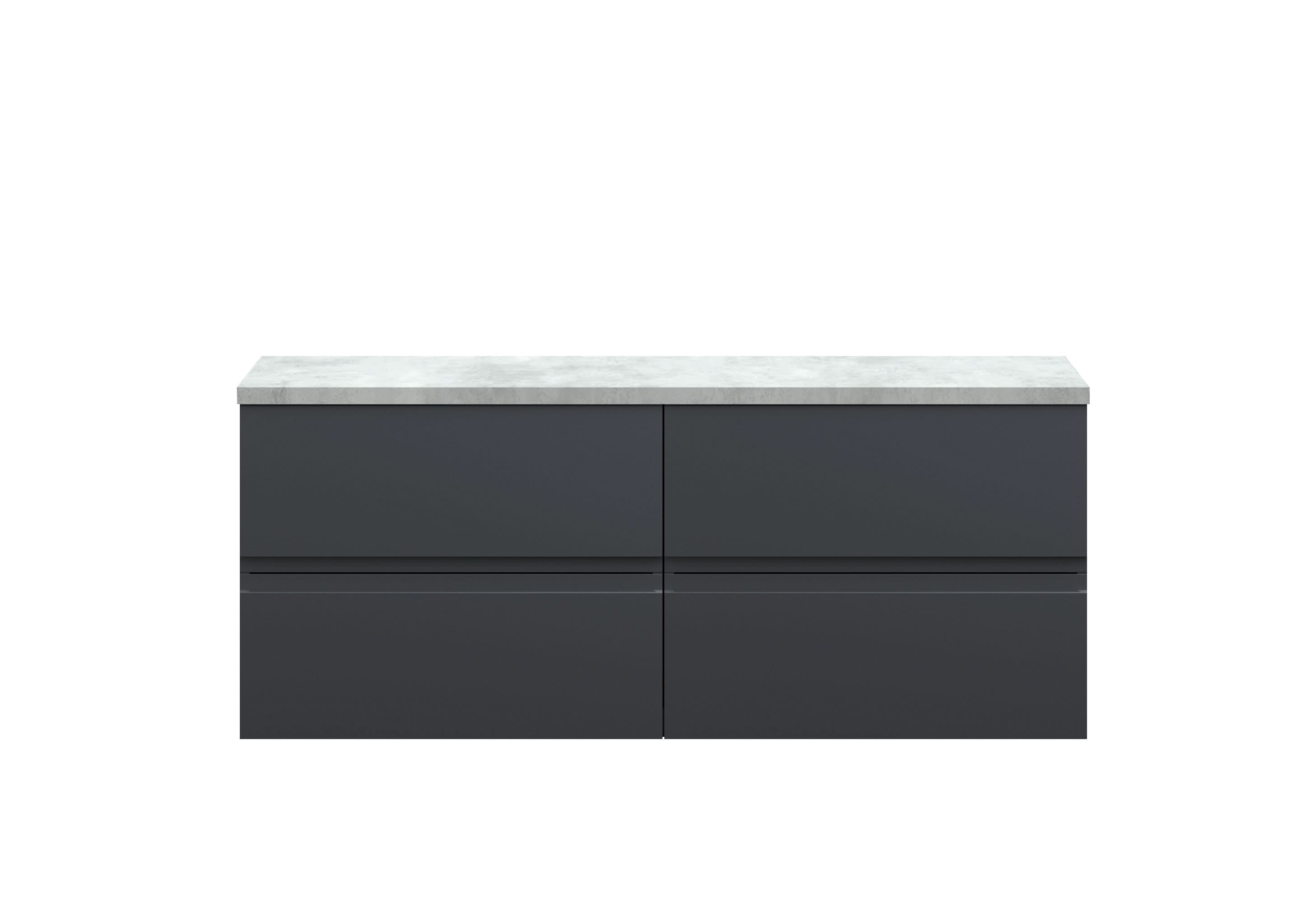 Hudson Reed Urban Wall Hung Countertop Basin Unit, 2 Soft Close Drawers Vanity Unit and Bellato Grey Worktop in Soft Black, 1200mm