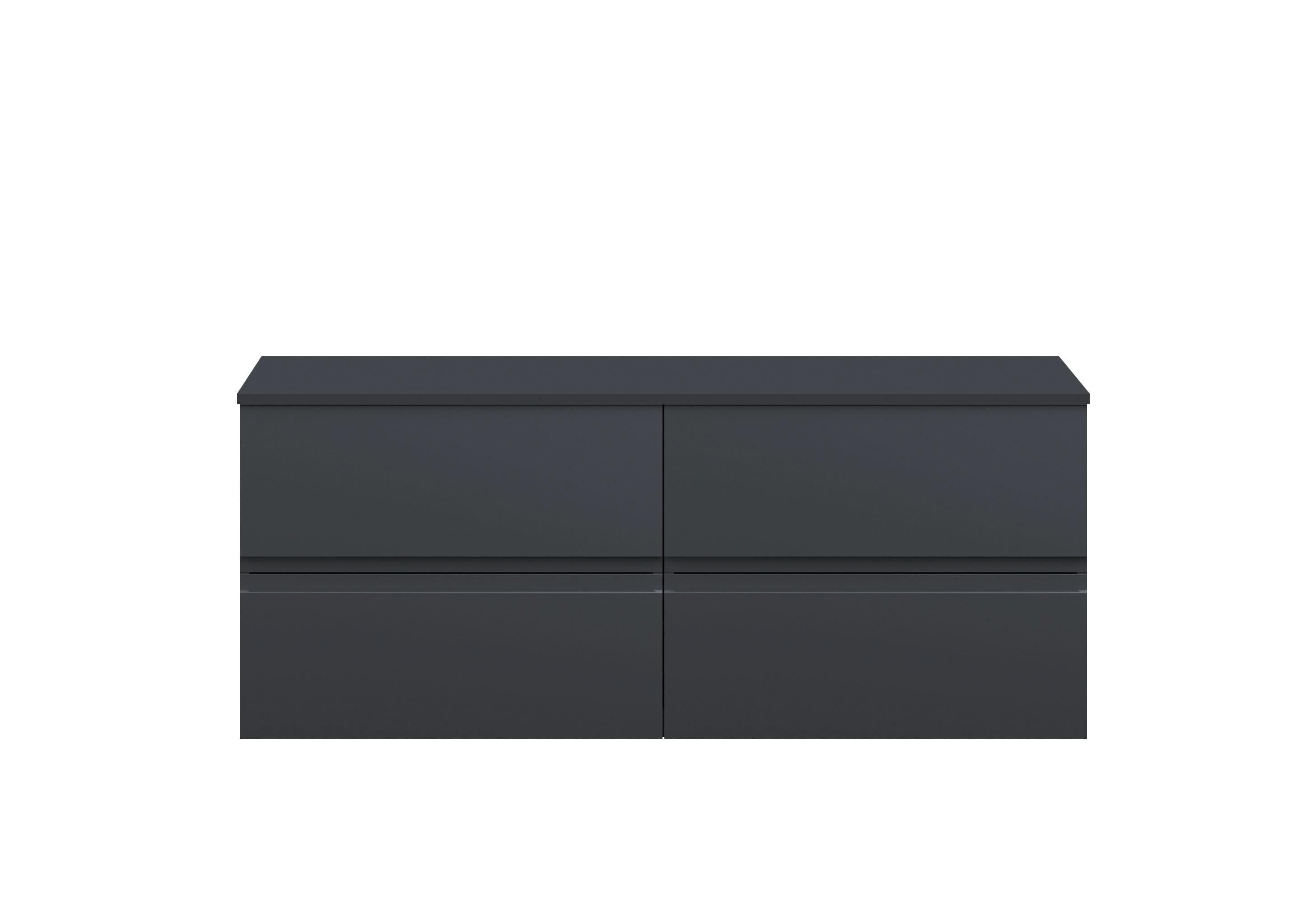 Hudson Reed Urban Wall Hung Countertop Basin Unit, 2 Soft Close Drawers Vanity Unit & Black Worktop in Soft Black, 1200mm