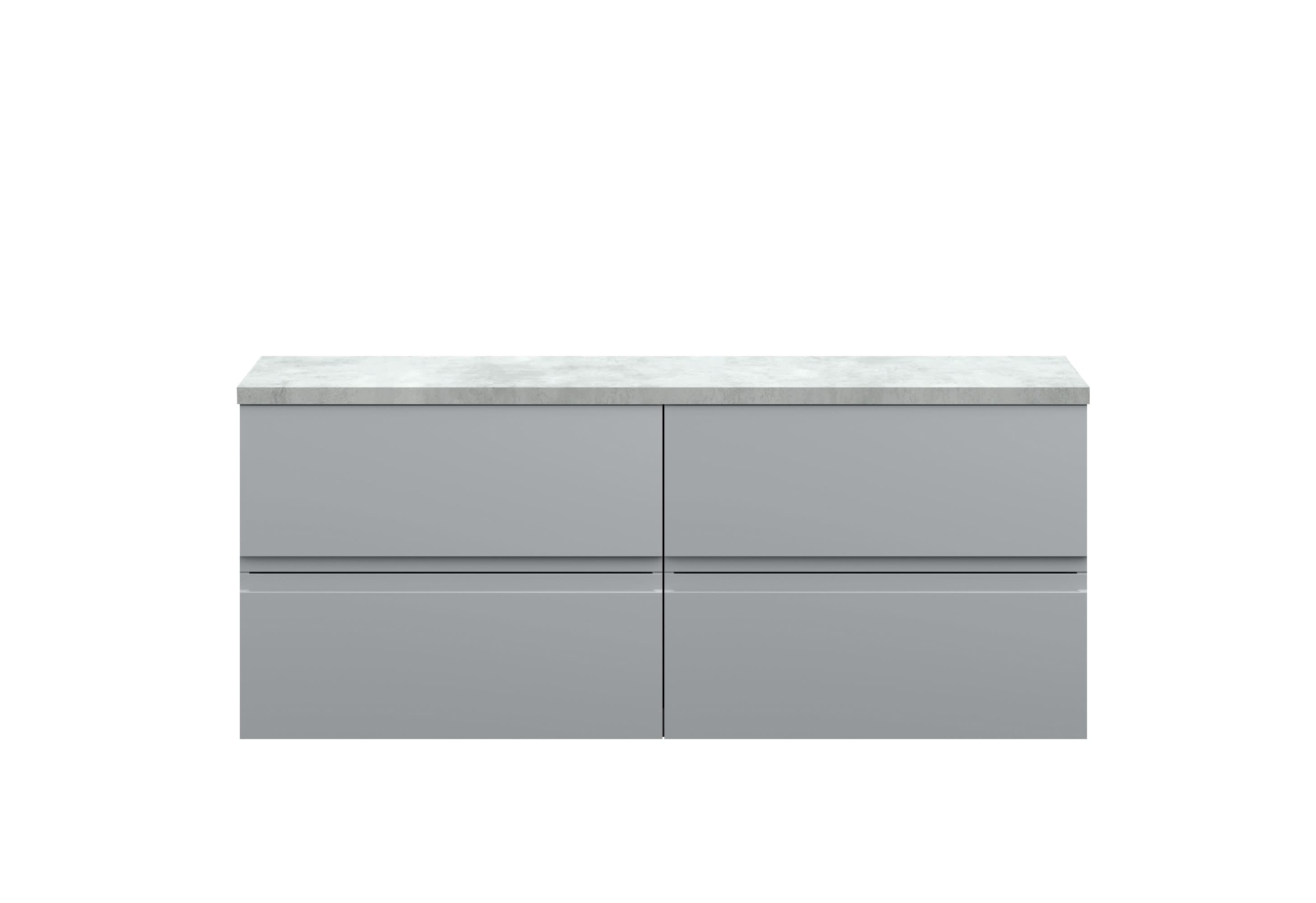 Hudson Reed Urban Wall Hung Countertop Basin Unit, 2 Soft Close Drawers Vanity Unit and Bellato Grey Worktop in Satin Grey, 1200mm