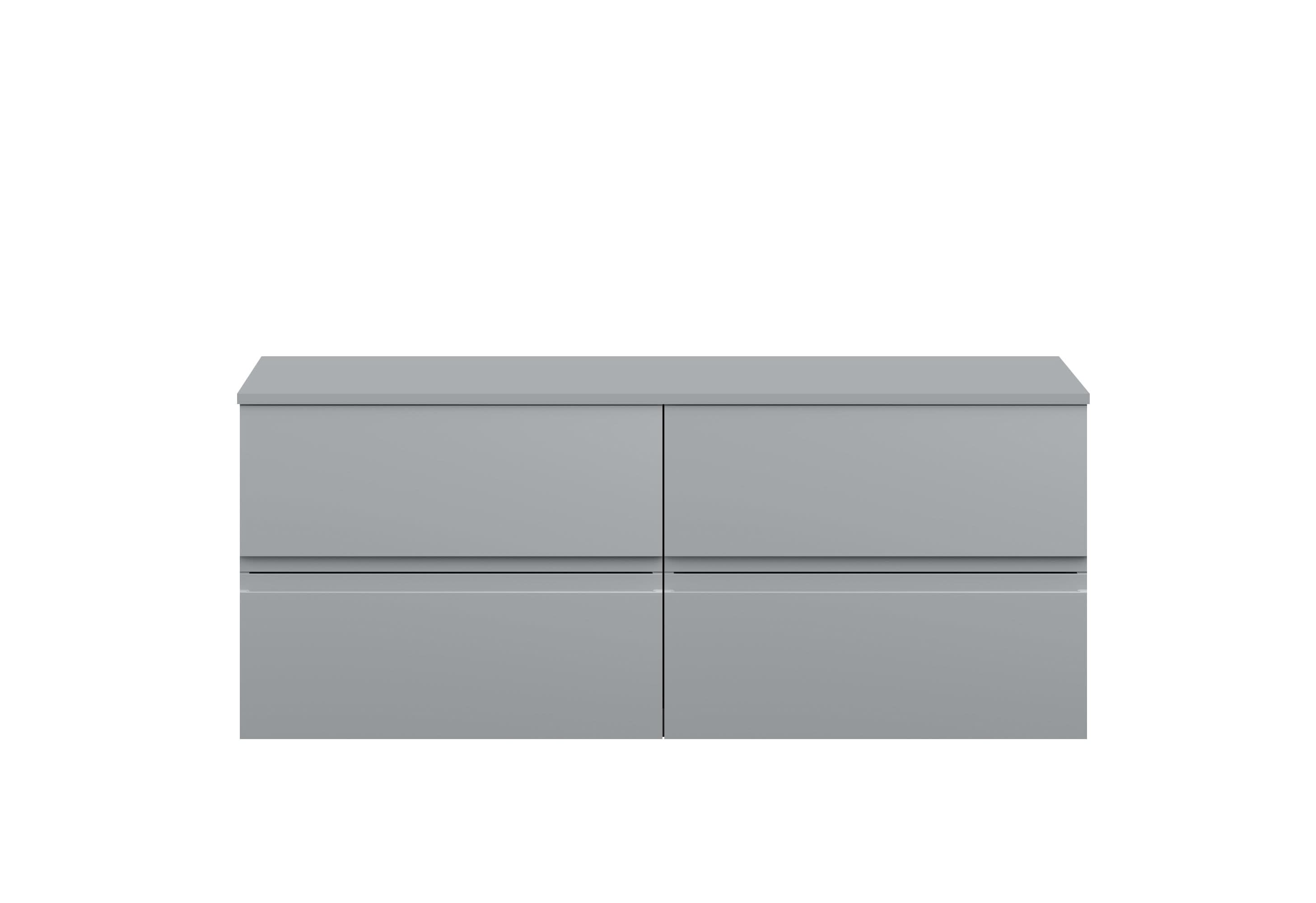 Hudson Reed Urban Wall Hung Countertop Basin Unit, 2 Soft Close Drawers Vanity Unit & Grey Worktop in Satin Grey, 1200mm