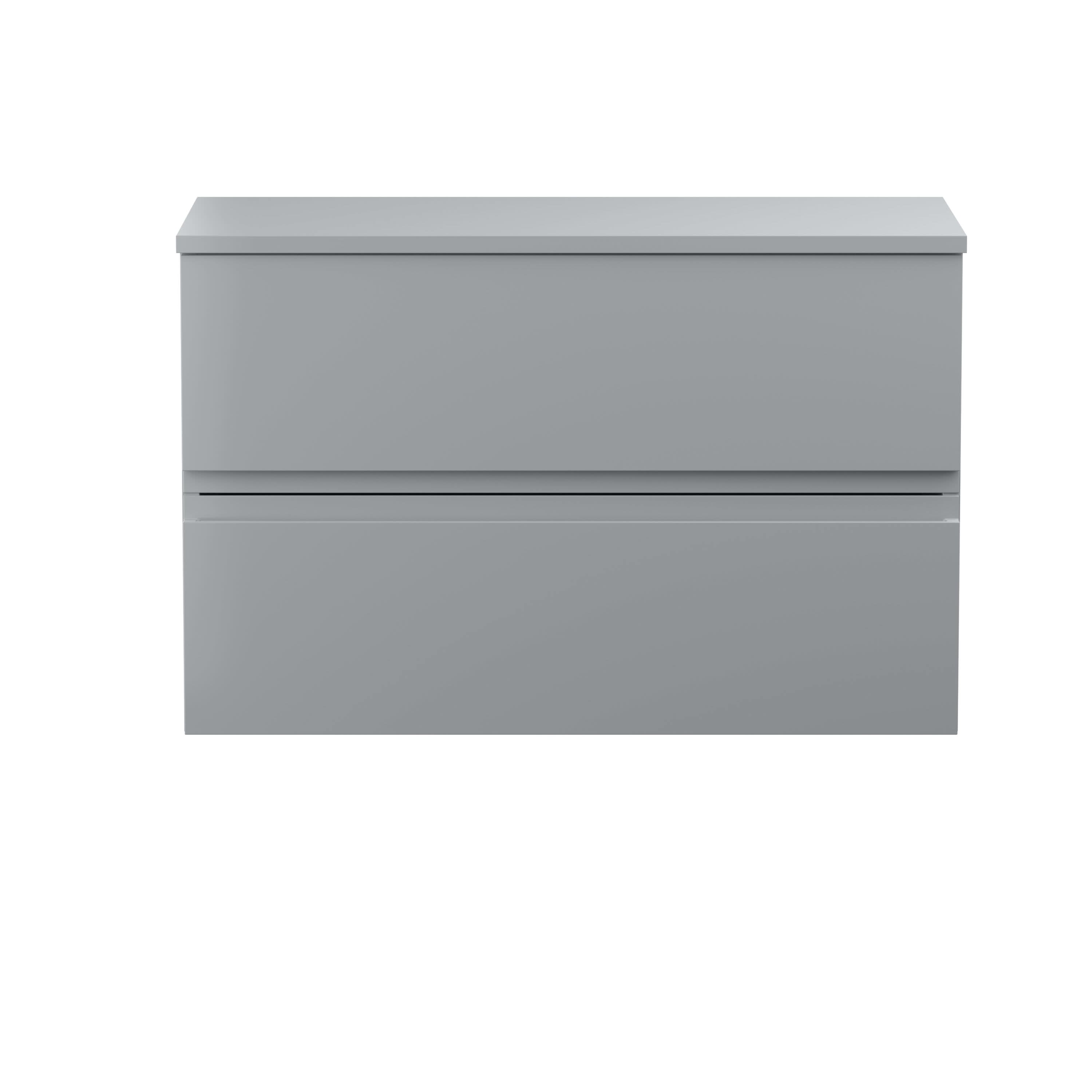 Hudson Reed Urban Wall Hung Countertop Basin Unit, 2 Soft Close Drawers Vanity Unit and Grey Worktop in Satin Grey, 800mm