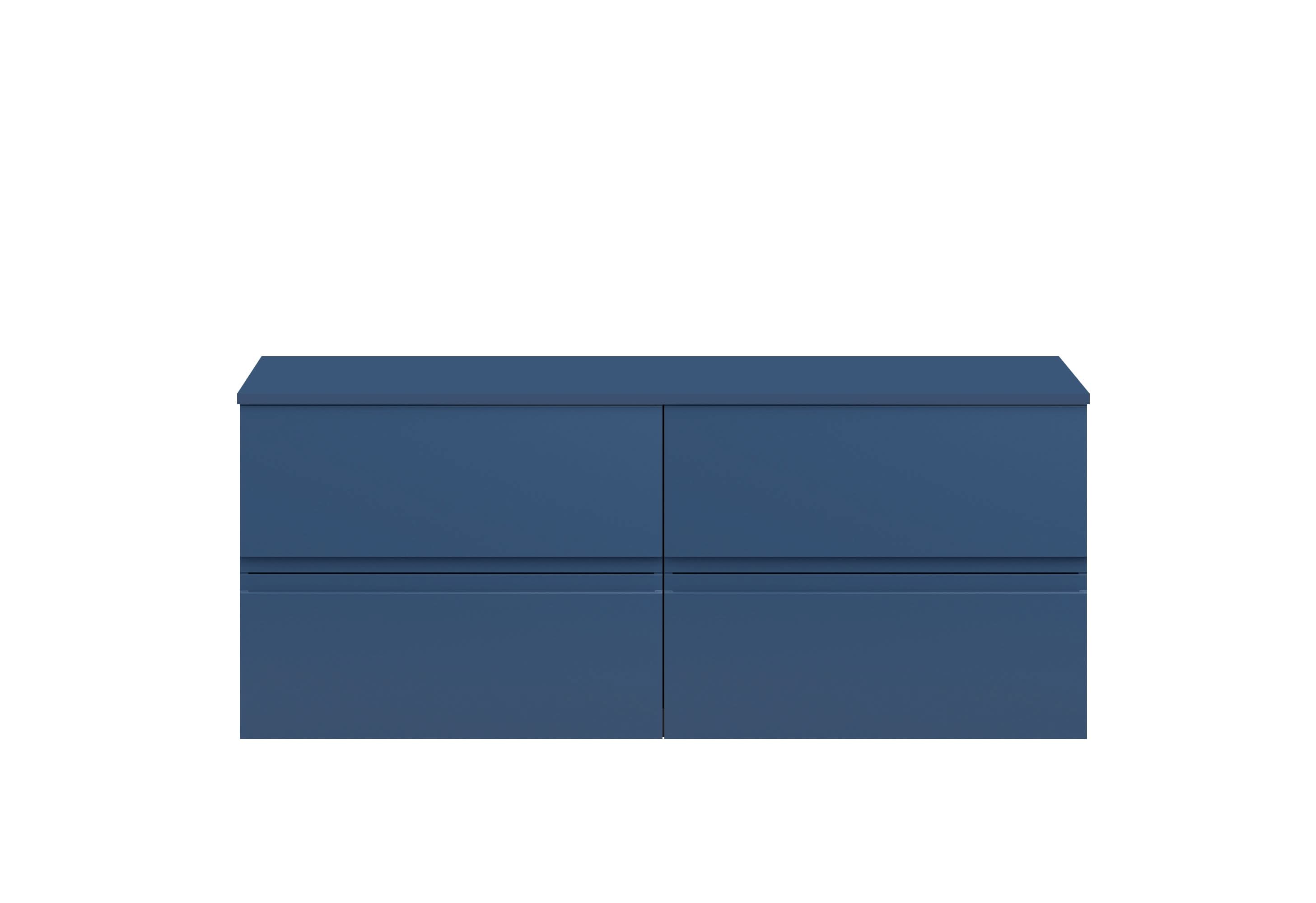 Hudson Reed Urban Wall Hung Countertop Basin Unit, 2 Soft Close Drawers Vanity Unit & Blue Worktop in Satin Blue, 1200mm