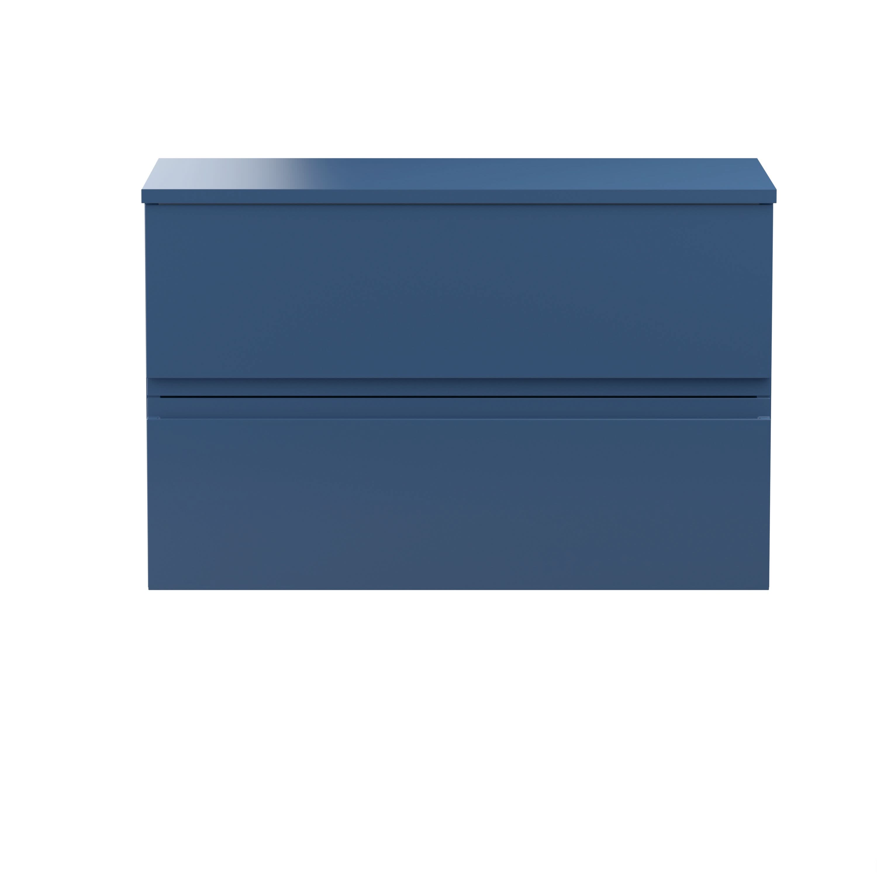 Hudson Reed Urban Wall Hung Countertop Basin Unit, 2 Soft Close Drawers Vanity Unit and Blue Worktop in Satin Blue, 800mm