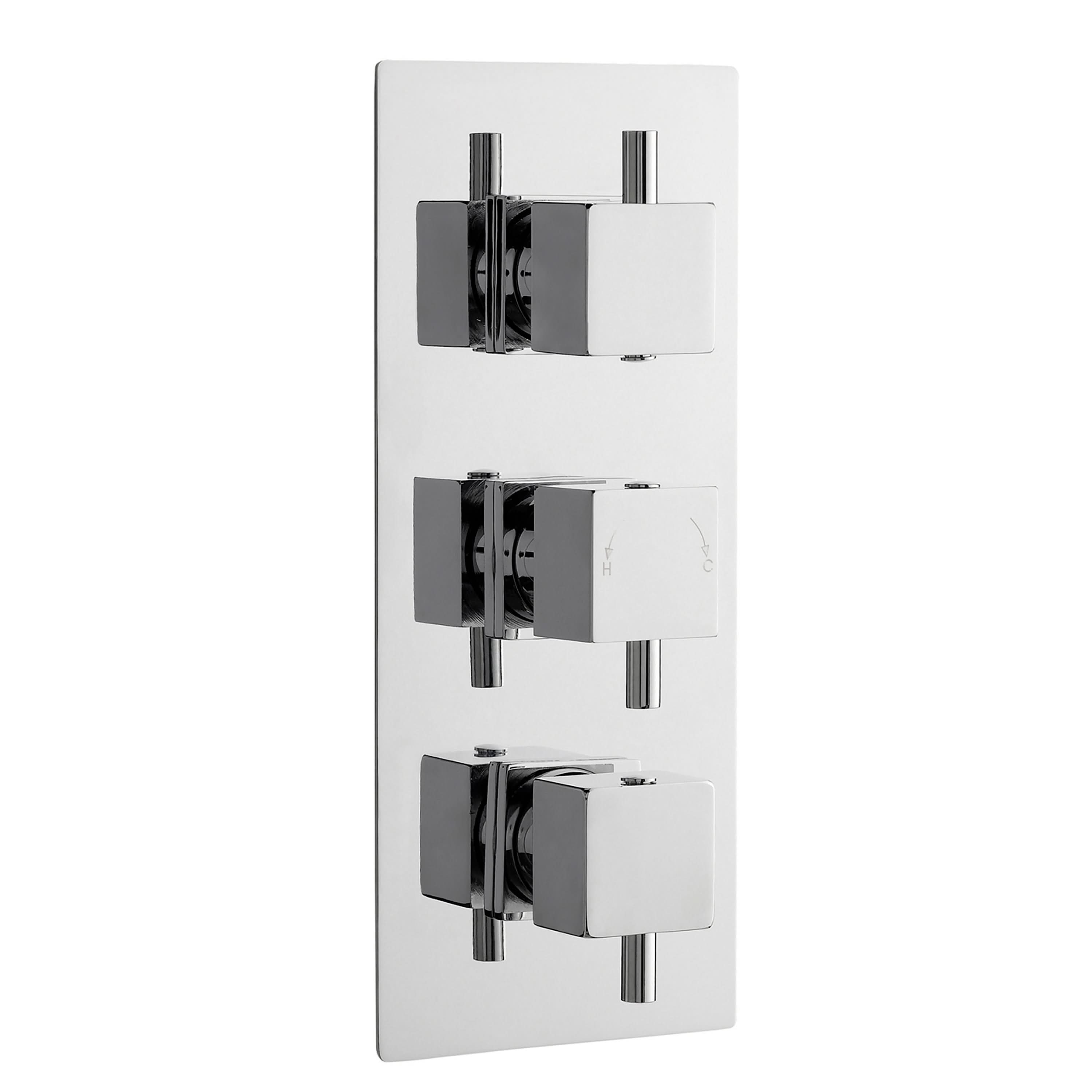 Nuie Series L Triple Handle Concealed Shower Valve - Chrome