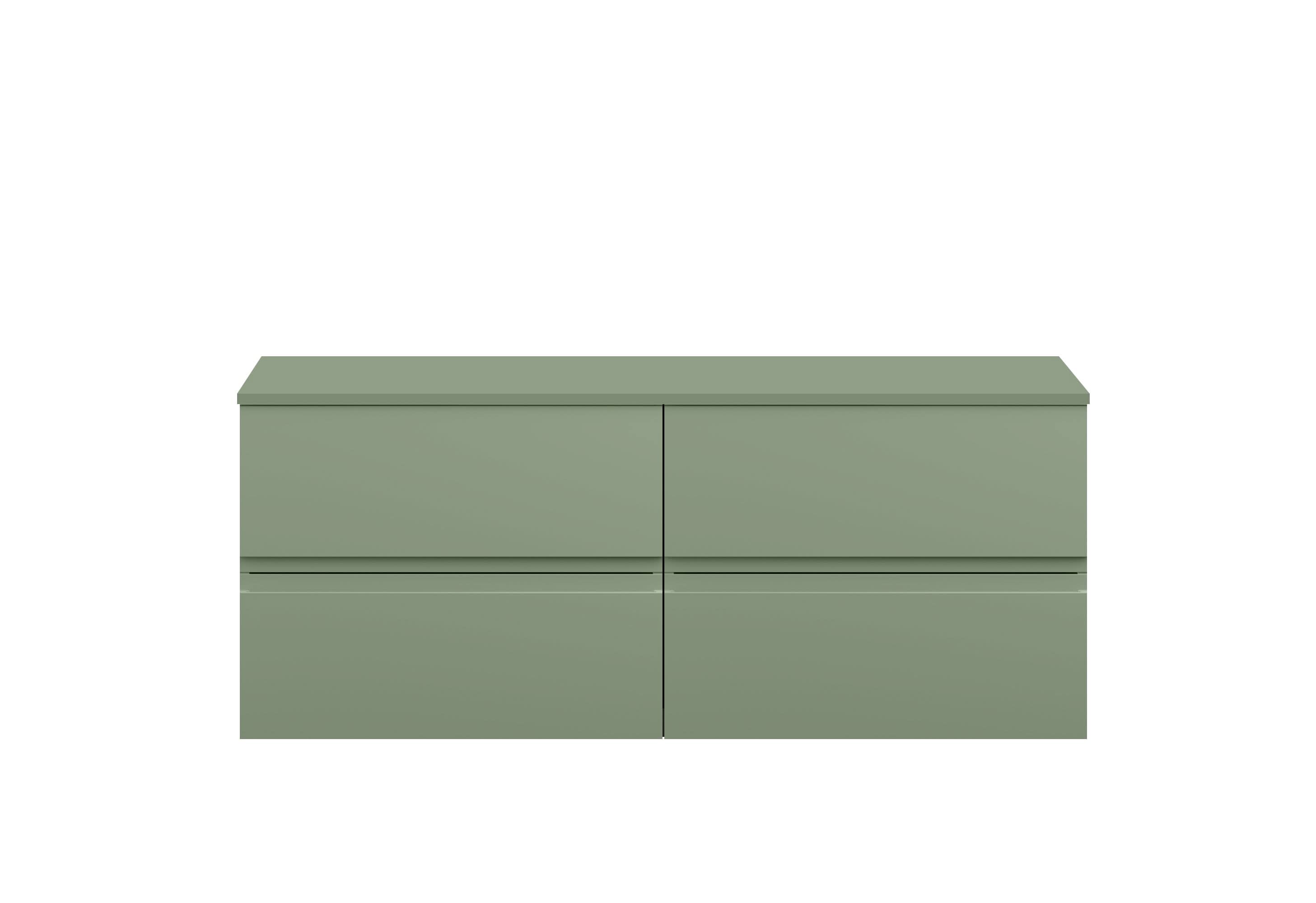 Hudson Reed Urban Wall Hung Countertop Basin Unit, 2 Soft Close Drawers Vanity Unit & Green Worktop in Satin Green, 1200mm