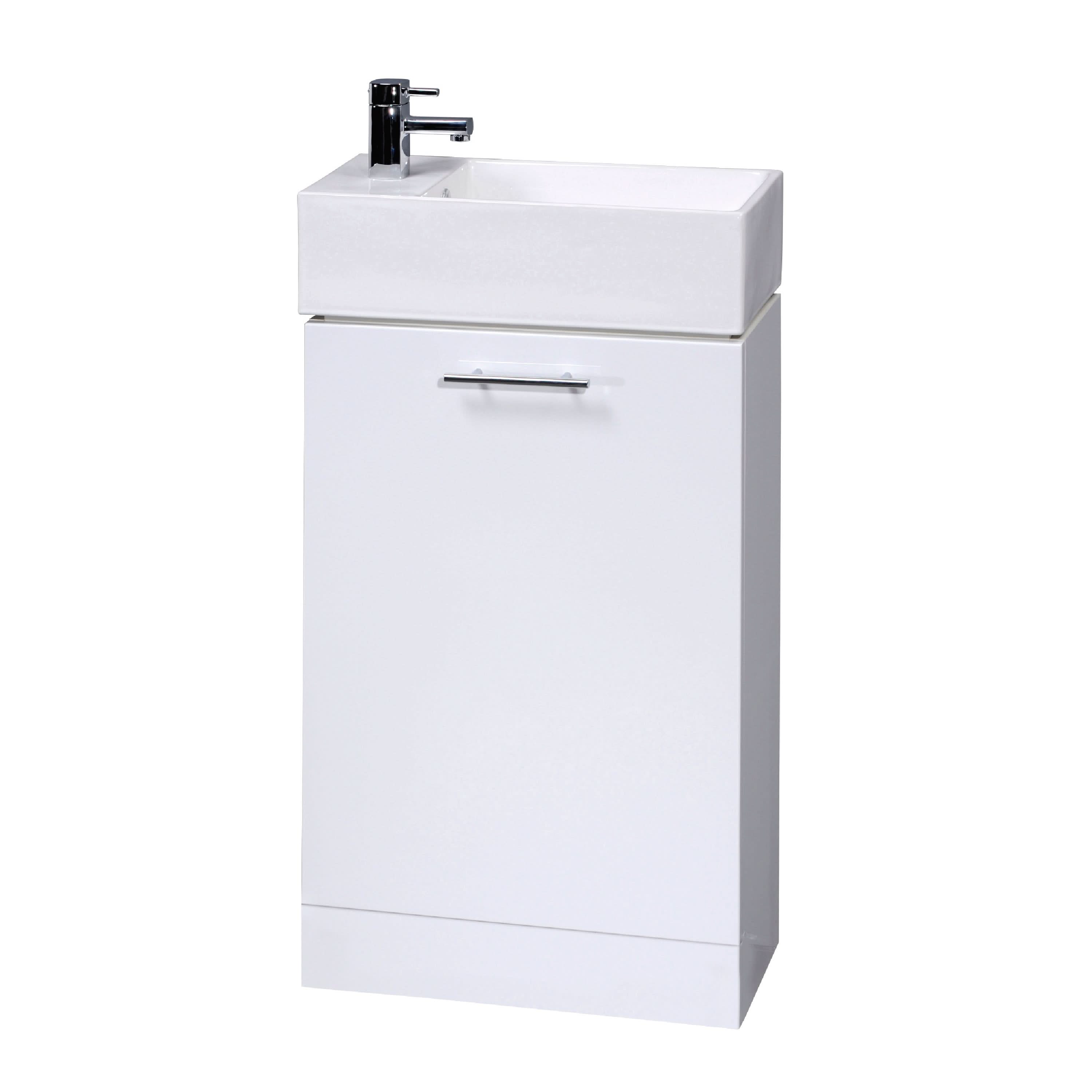 Nuie Mayford 1 Door Floorstanding Vanity Unit With Basin 480mm Wide - Gloss White