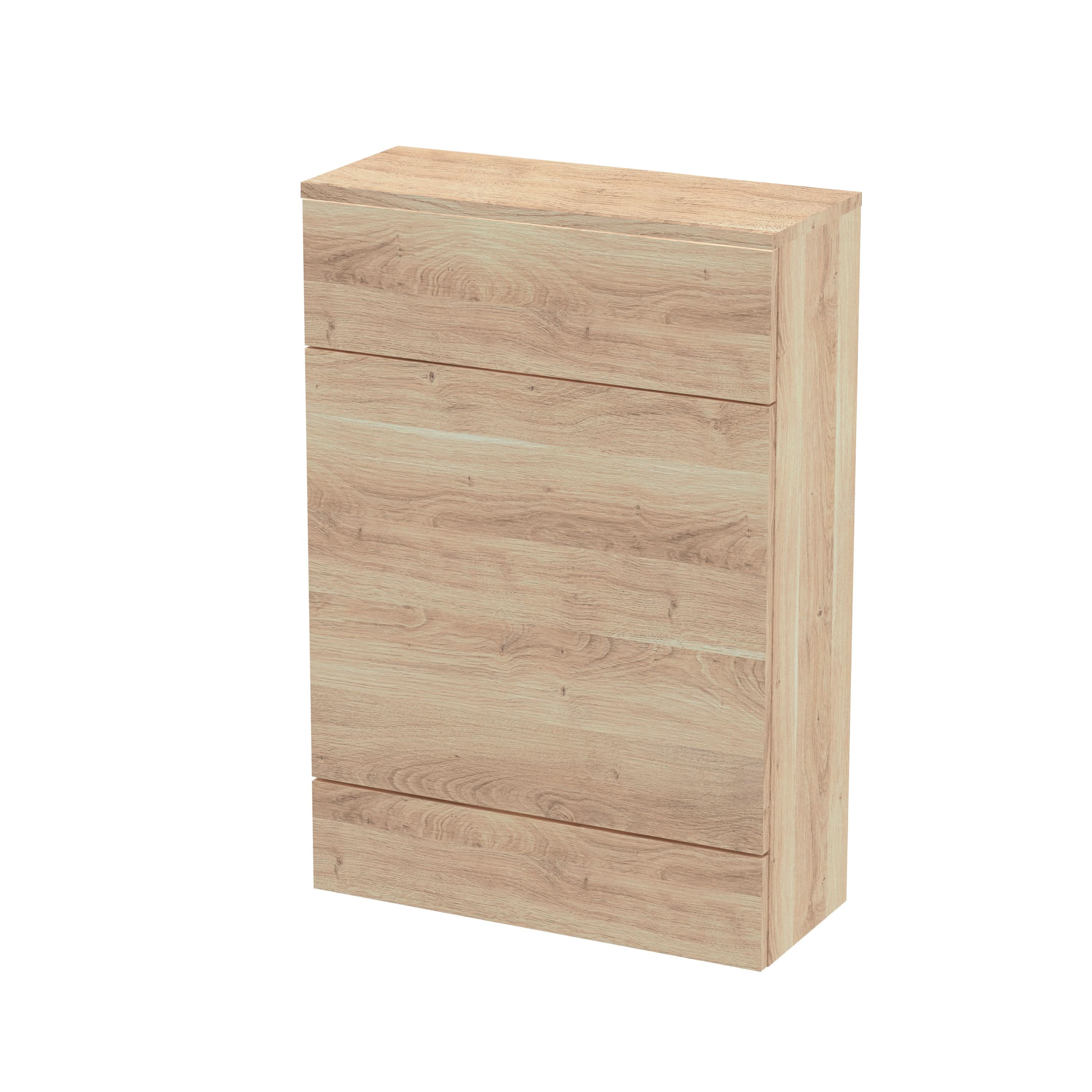 Hudson Reed Floor Standing Fusion WC Unit (255mm Deep), Stylish Bathroom Storage Unit, Bleached Oak, 600mm