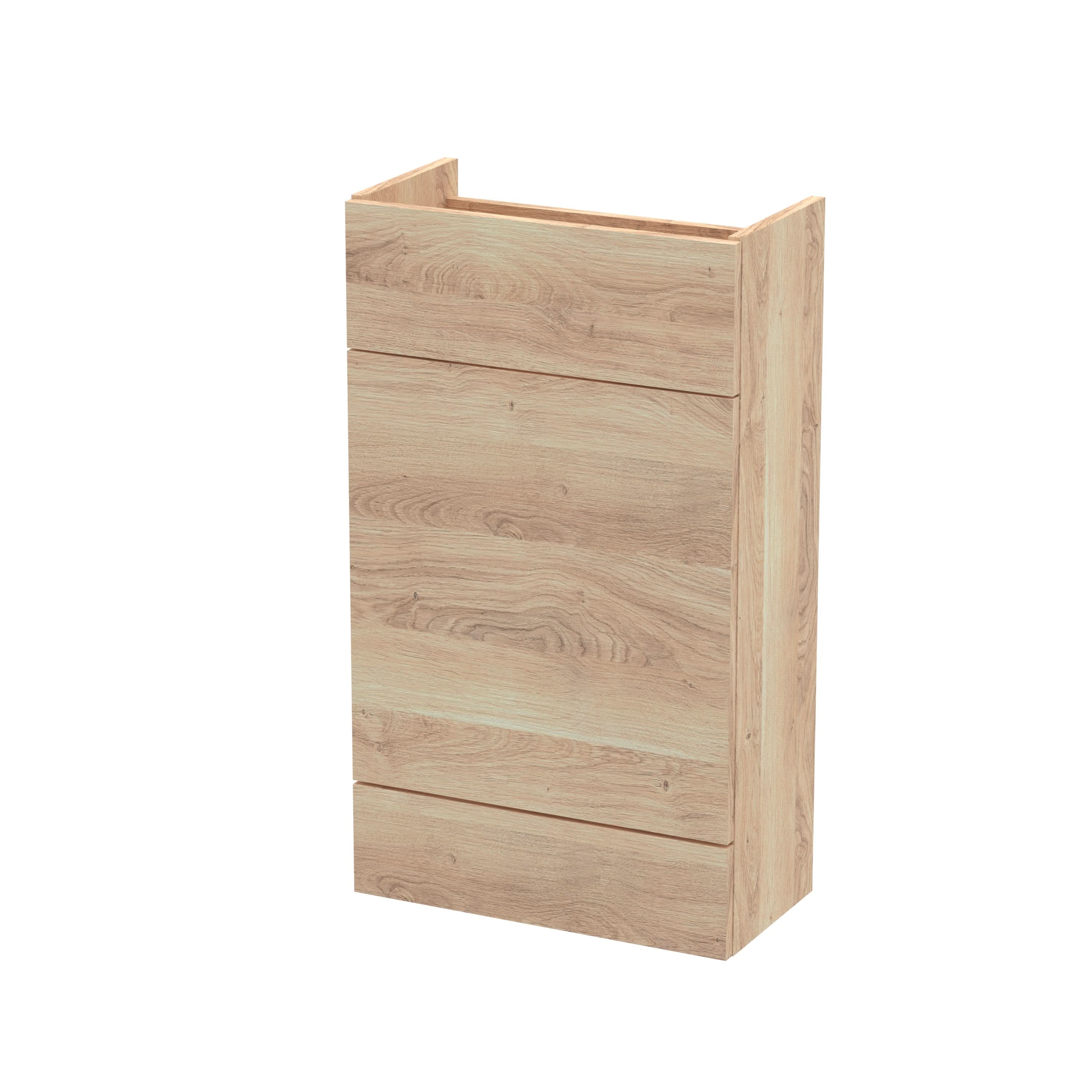 Hudson Reed Fusion Fitted Floor Standing WC Unit, Compact Back to Wall Bathroom WC Unit for Small Bathrooms in Bleached Oak, 500mm