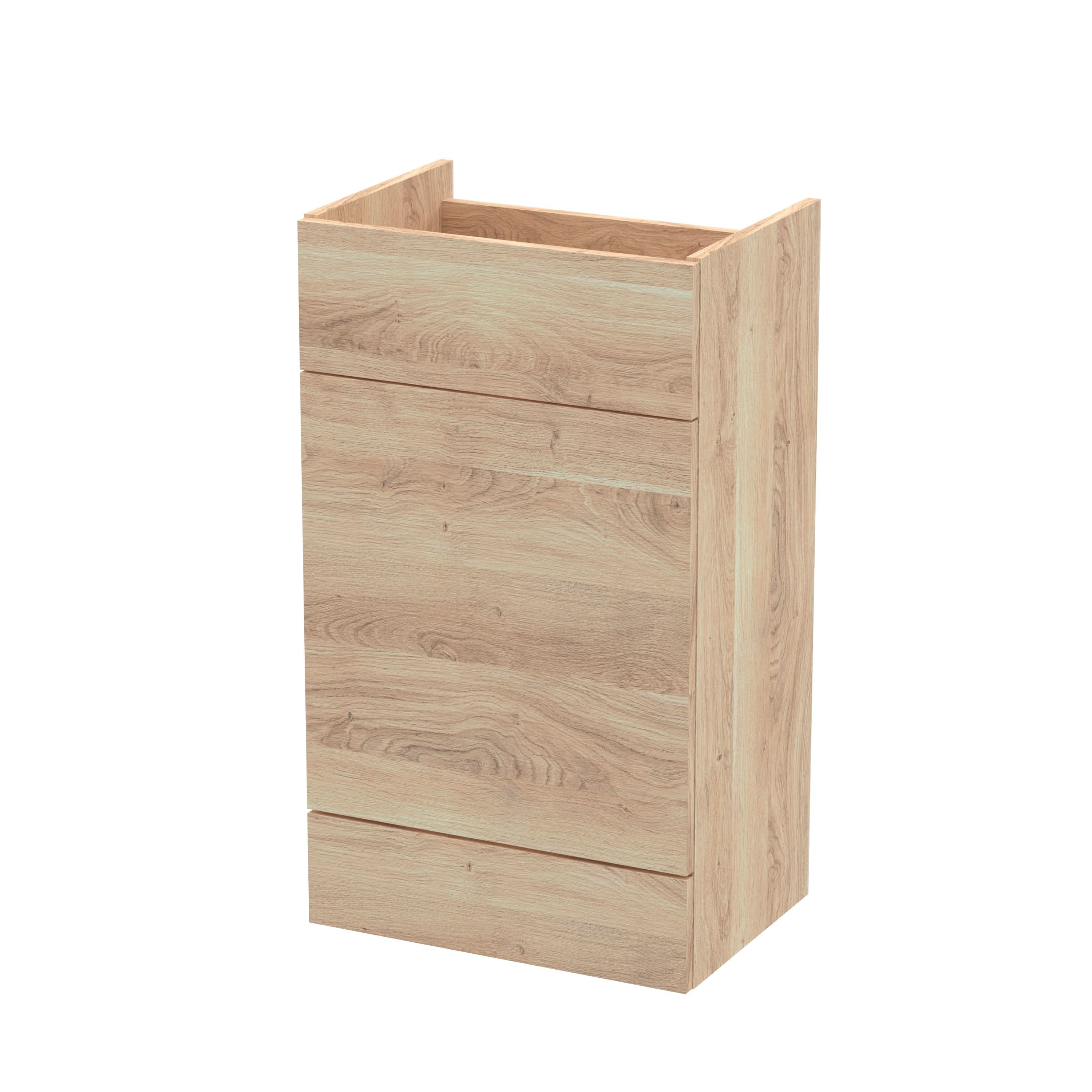 Hudson Reed Fusion Fitted Floor Standing Back to Wall WC Unit, Modern Full Depth Vanity and WC Unit in Bleached Oak, 500mm