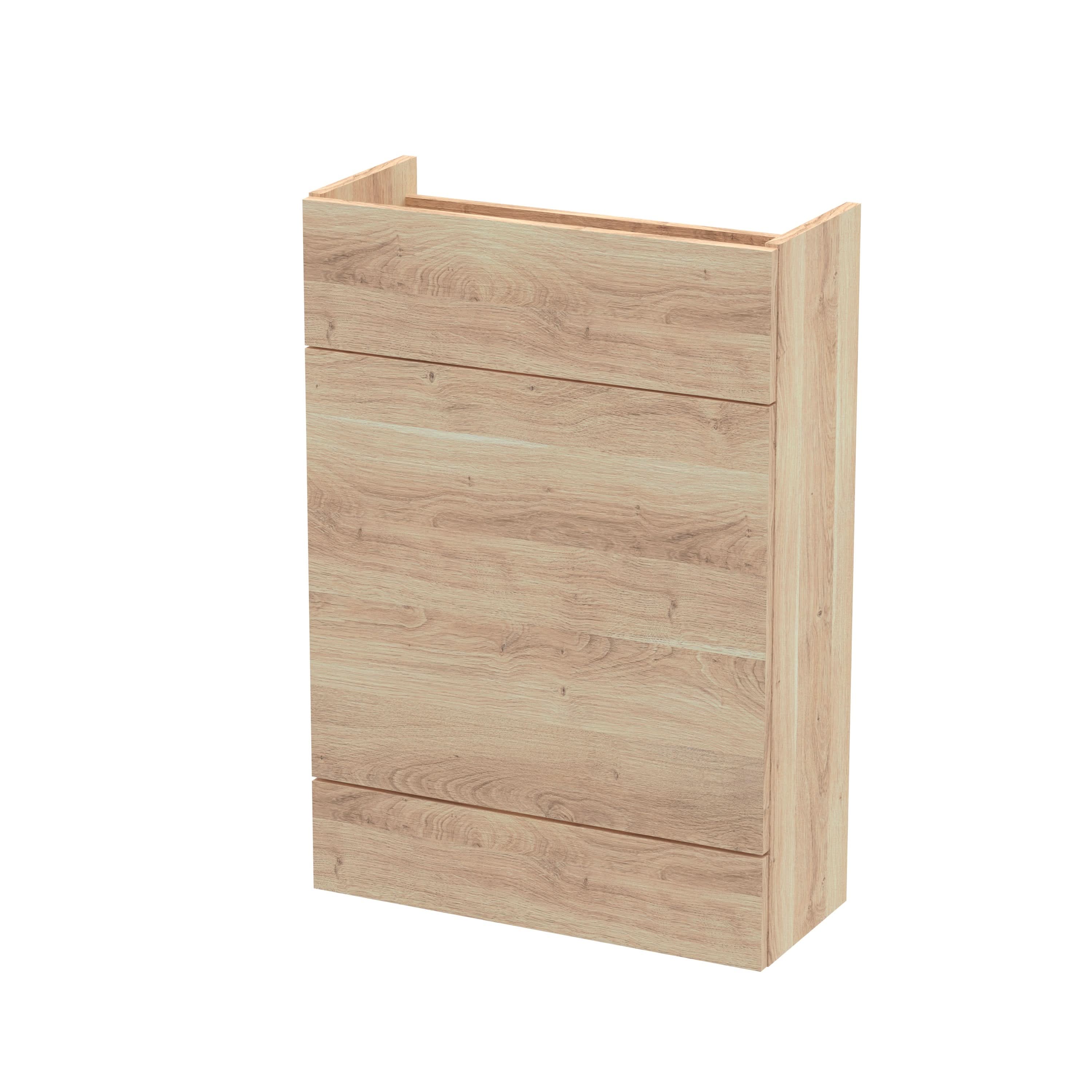 Hudson Reed Fusion Fitted Floor Standing WC Unit, Compact Back to Wall Bathroom WC Unit for Small Bathrooms in Bleached Oak, 600mm