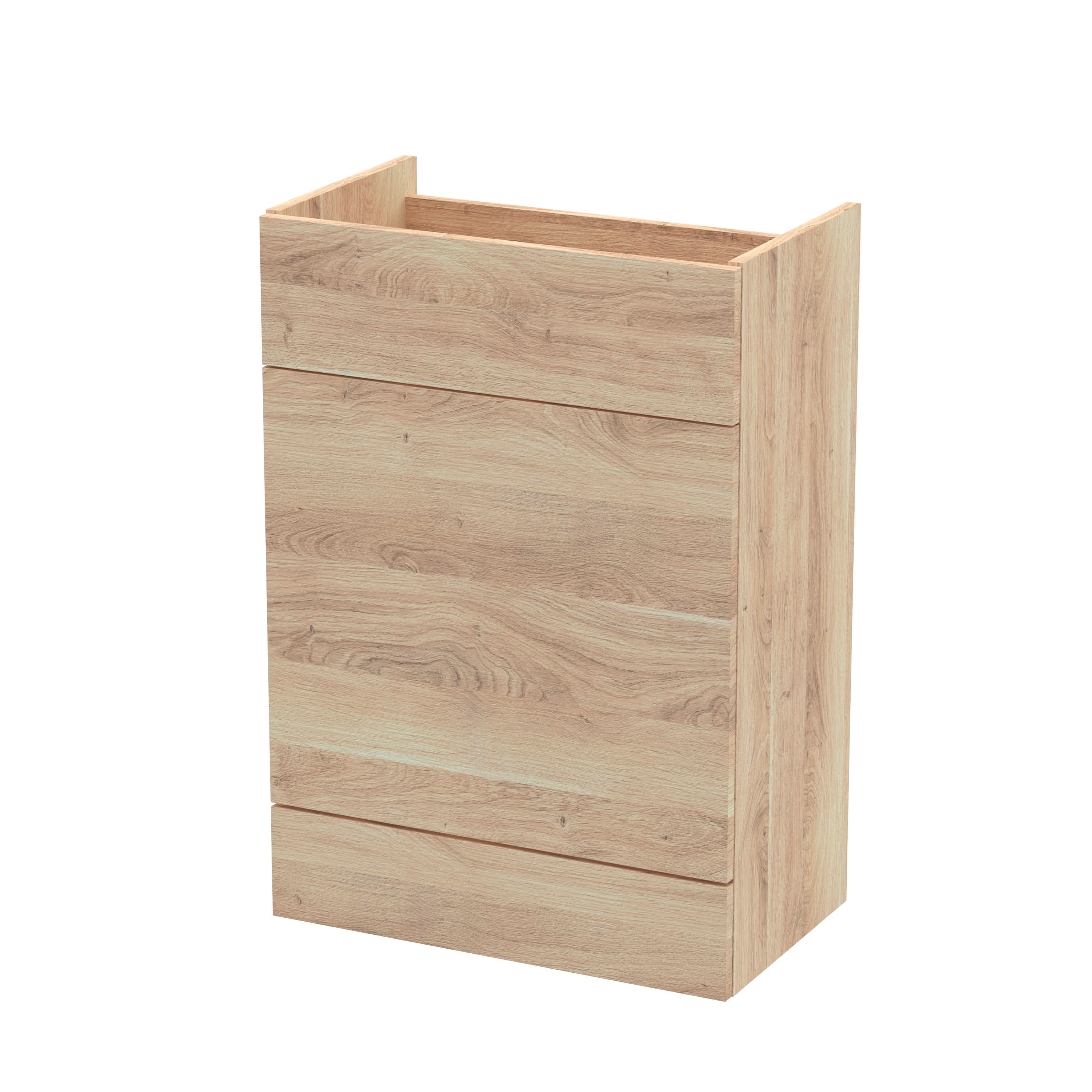 Hudson Reed Fusion Fitted Floor Standing Back to Wall WC Unit, Modern Full Depth Vanity and WC Unit in Bleached Oak, 600mm