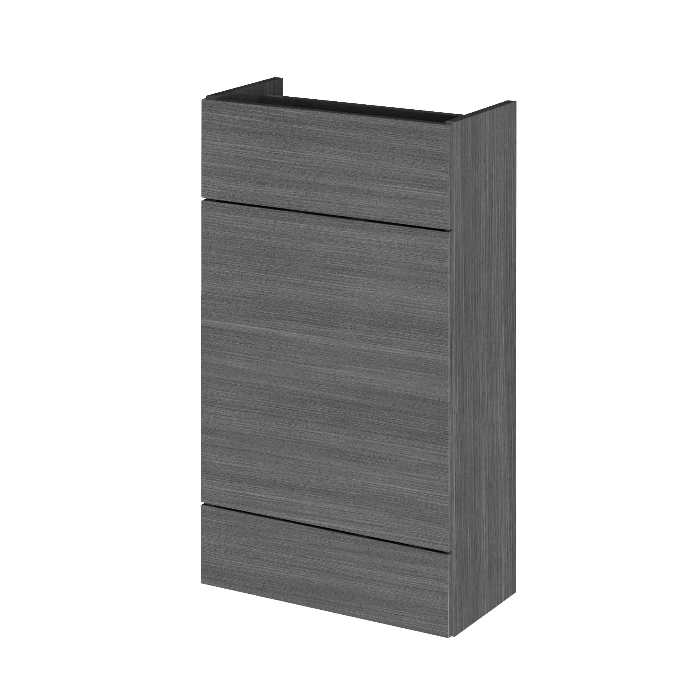 Hudson Reed Fusion Fitted Floor Standing WC Unit, Compact Back to Wall Bathroom WC Unit for Small Bathrooms in Anthracite Woodgrain, 500mm
