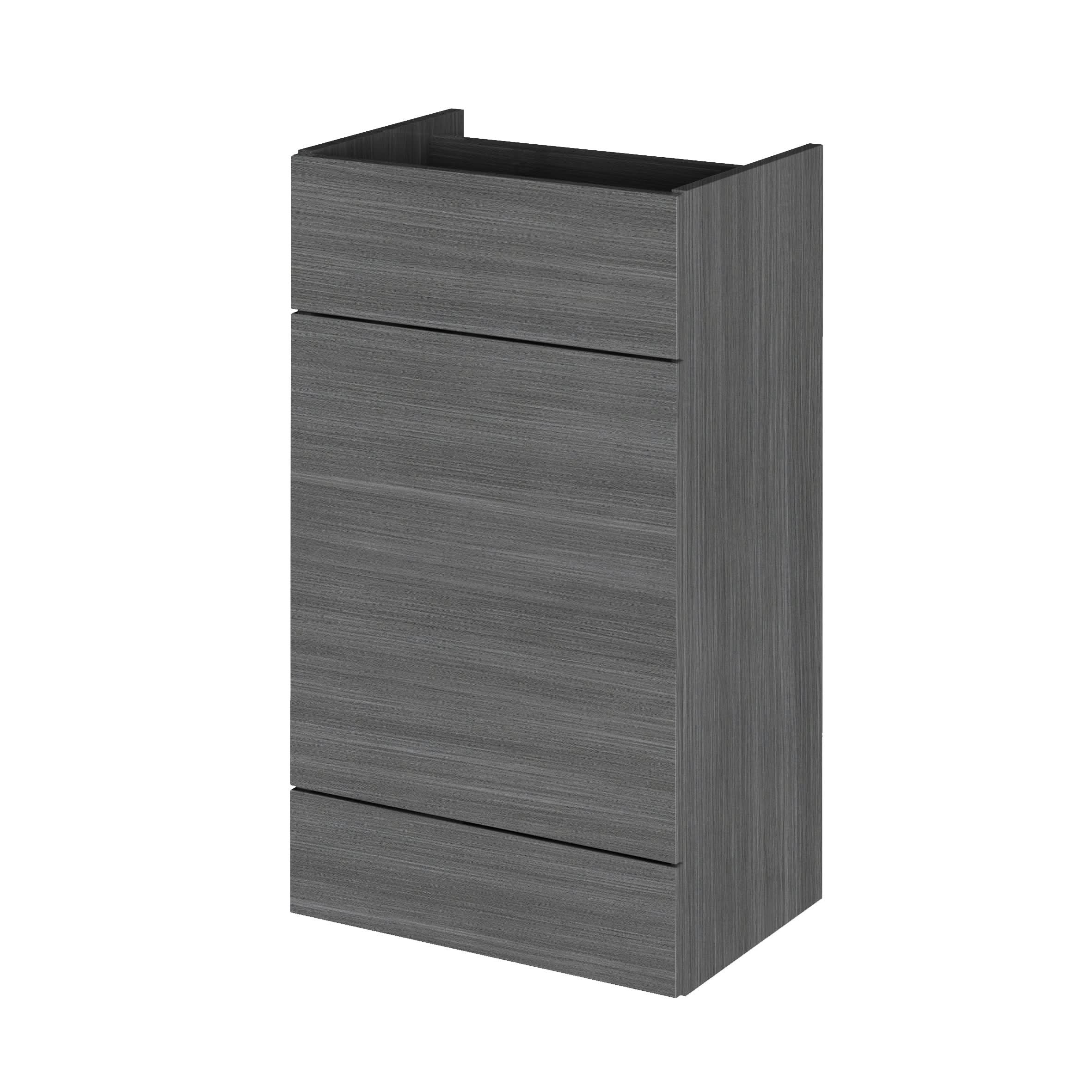 Hudson Reed Fusion Fitted Floor Standing Back to Wall WC Unit, Modern Full Depth Vanity and WC Unit in Anthracite Woodgrain, 500mm