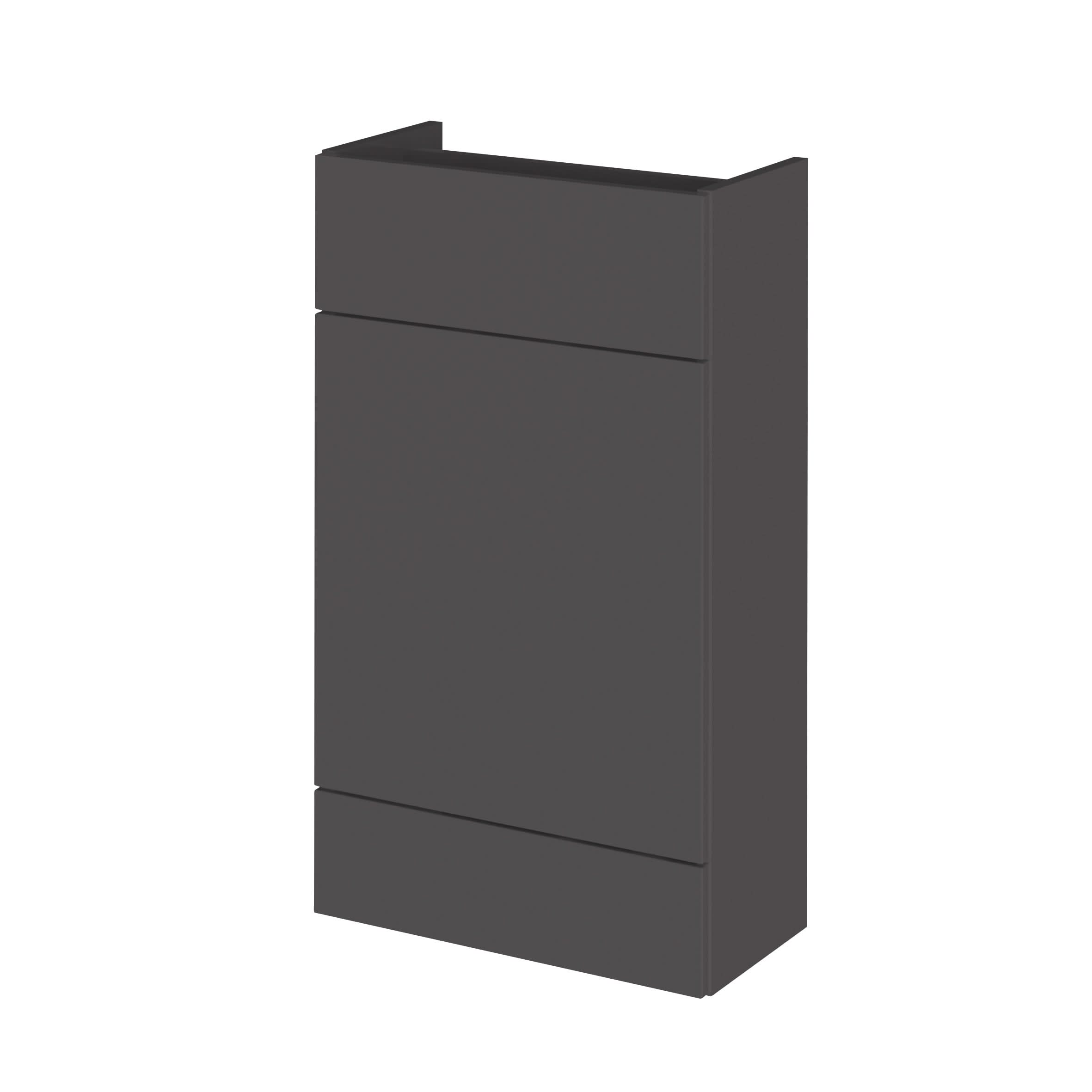 Hudson Reed Fusion Fitted Floor Standing WC Unit, Compact Back to Wall Bathroom WC Unit for Small Bathrooms in Gloss Grey, 500mm