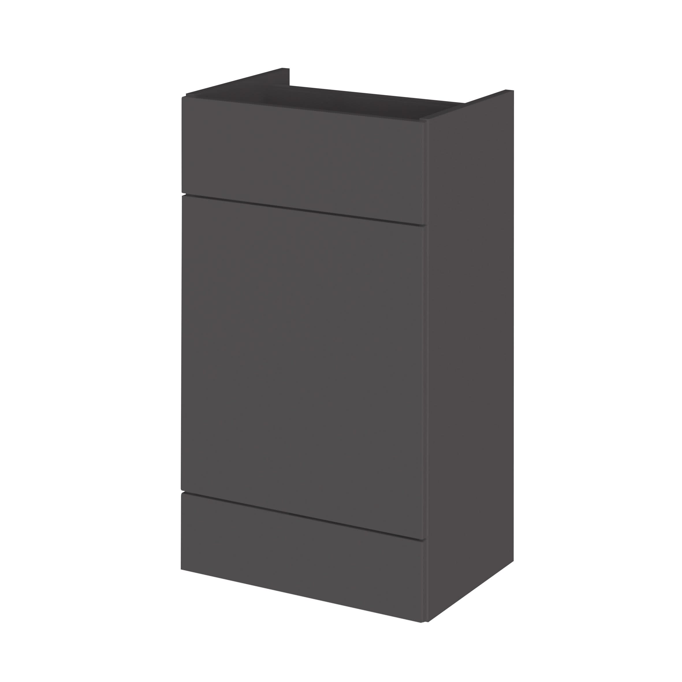Hudson Reed Fusion Fitted Floor Standing Back to Wall WC Unit, Modern Full Depth Vanity and WC Unit in Gloss Grey, 500mm