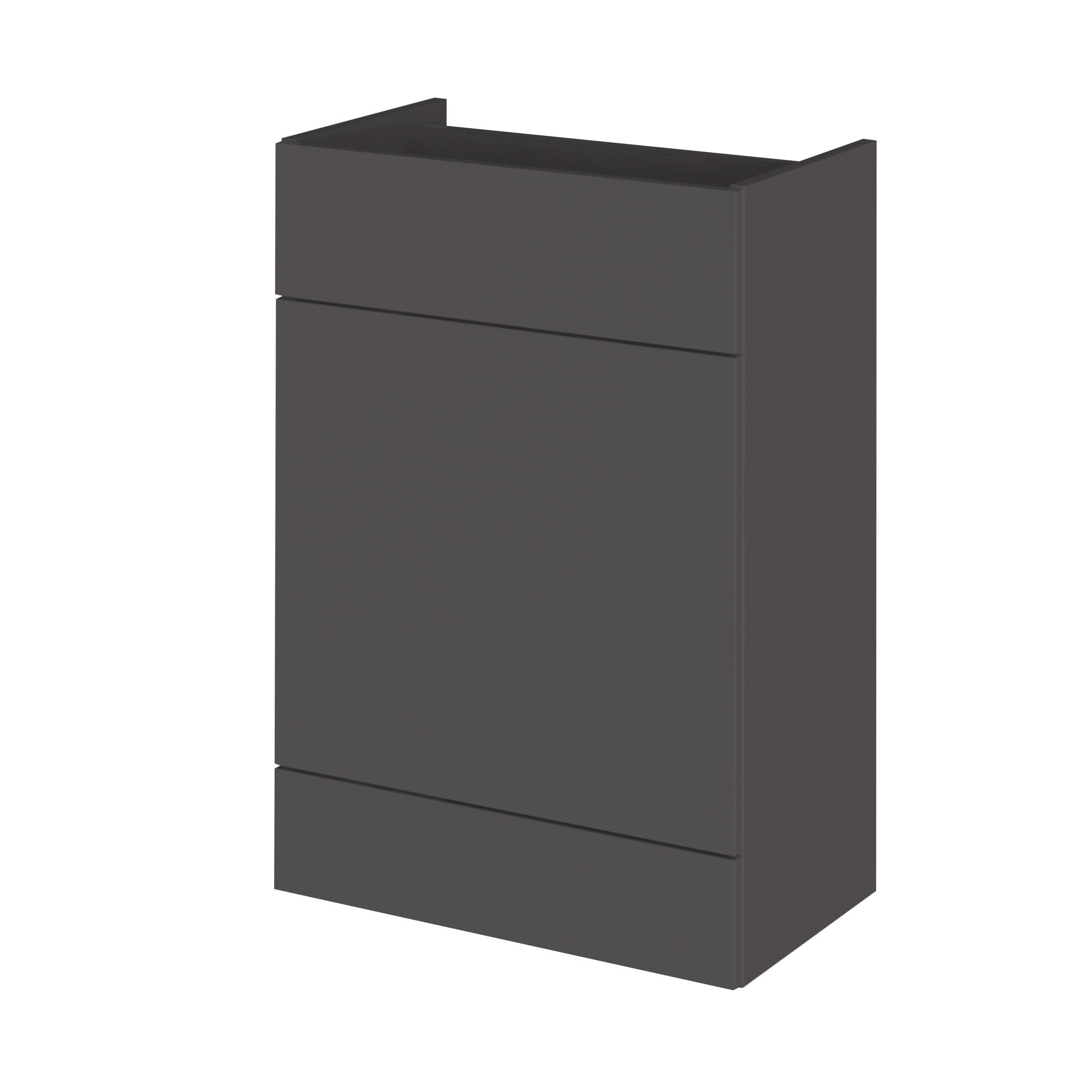 Hudson Reed Fusion Fitted Floor Standing Back to Wall WC Unit, Modern Full Depth Vanity and WC Unit in Gloss Grey, 600mm