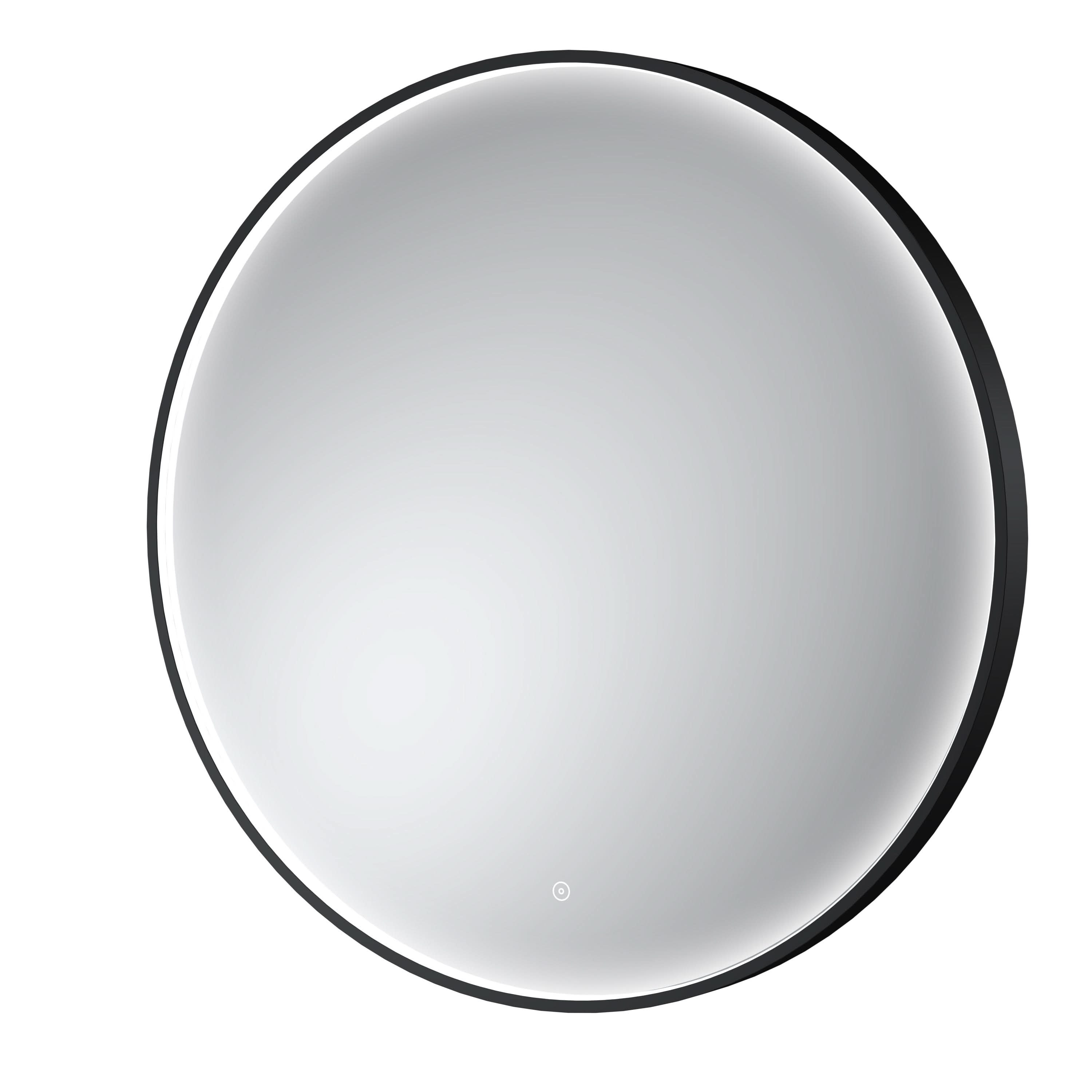 Hudson Reed Mensa Round LED Bathroom Mirror with Touch Sensor and Built-in Demister Pad, Illuminated Mirror for Modern Bathrooms in Black Inset Frame, 800mm