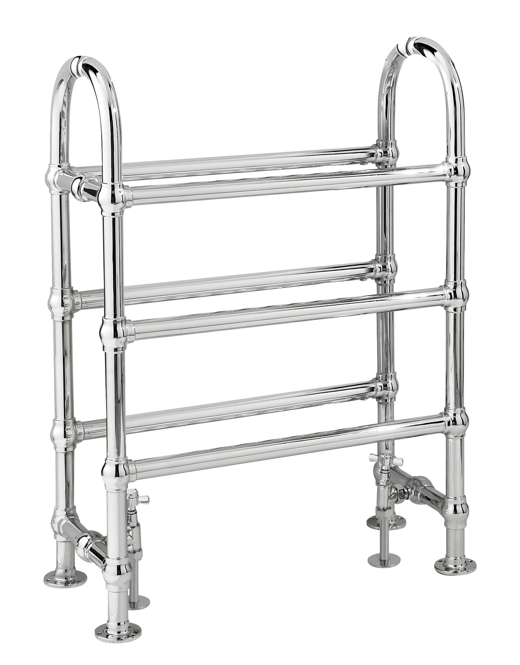 Old London Adelaide Floor Mounted Heated Towel Rail Radiator, Steel Built Traditional Horizontal Towel Radiator for Classic Bathrooms in Premium Chrome Finish, 778x683mm
