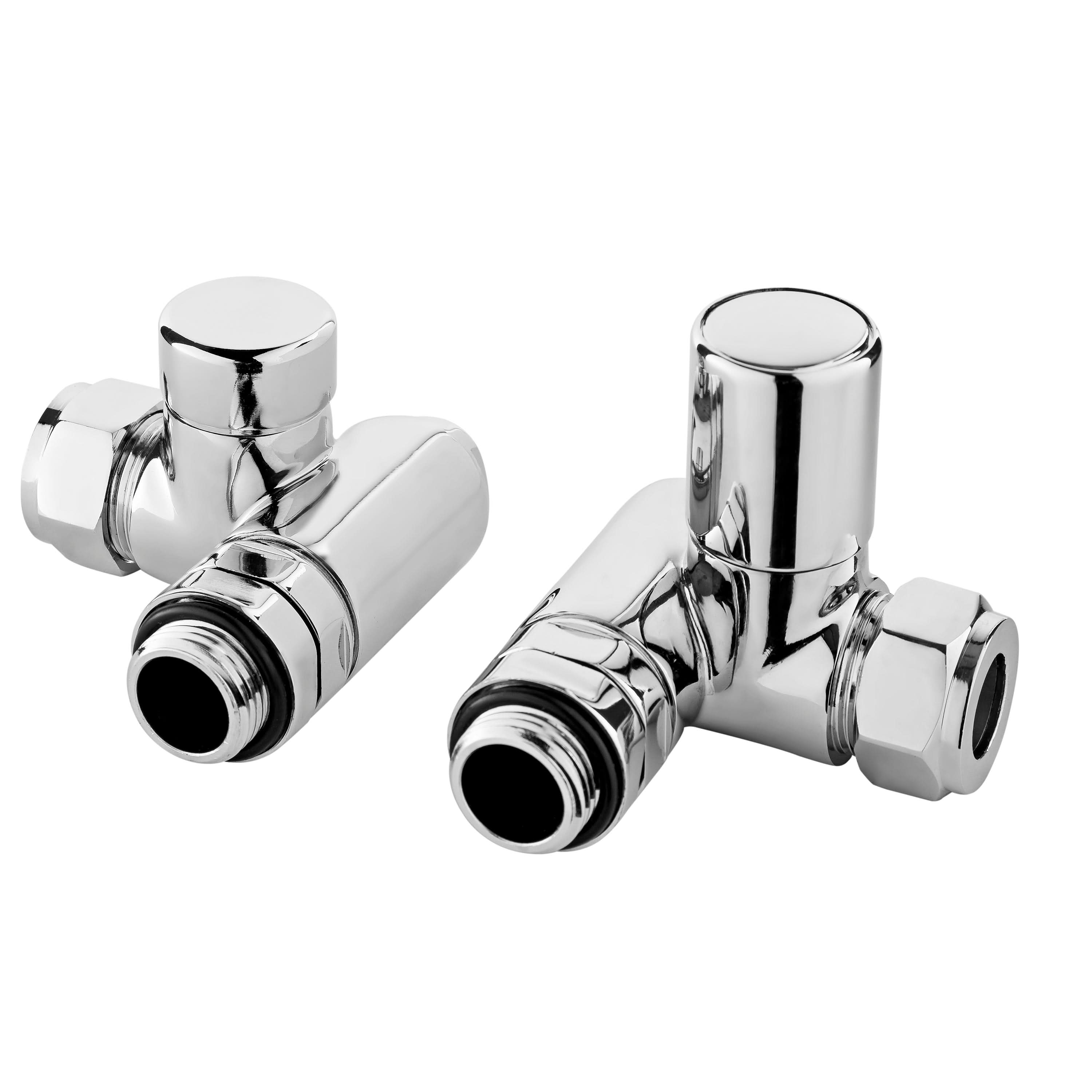 Nuie Corner Dual Fuel Radiator Valves Pair - Chrome
