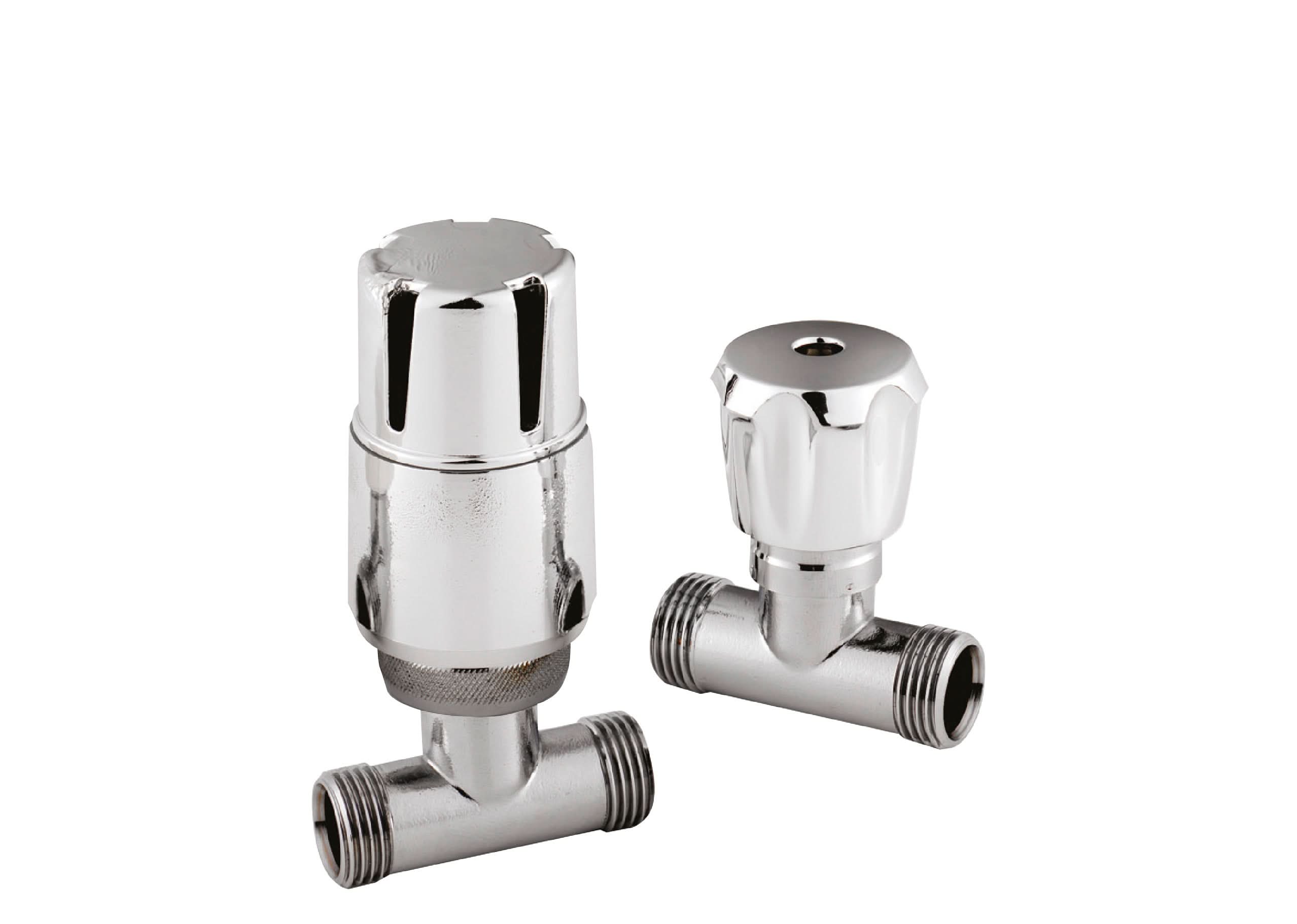 Nuie Straight Radiator Valves Pair Pack - 97mm High - Chrome