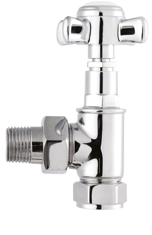 Nuie Victorian Crosshead Angled Radiator Valves Pair - Chrome