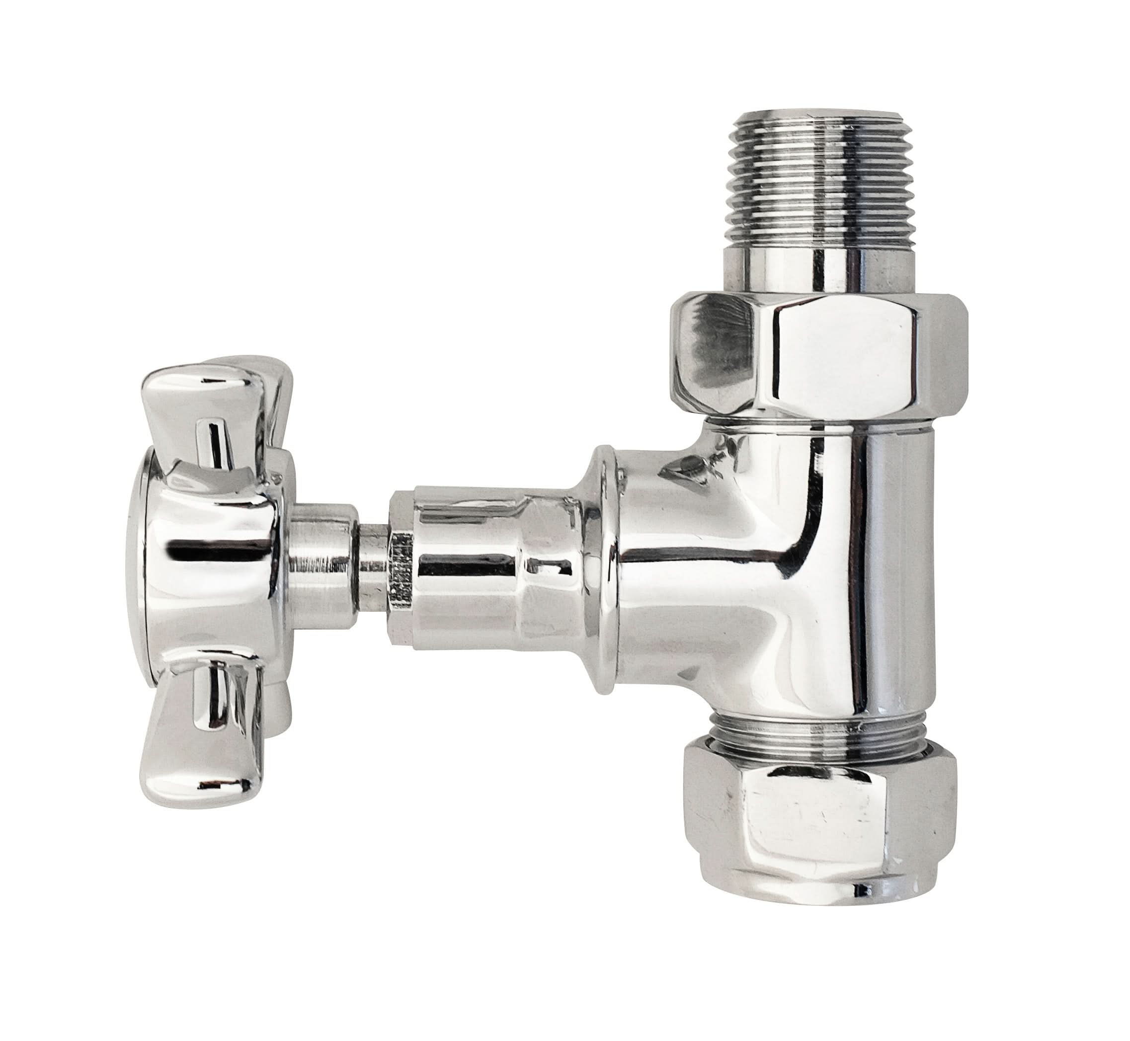 Nuie Victorian Crosshead Straight Radiator Valves Pair - Chrome