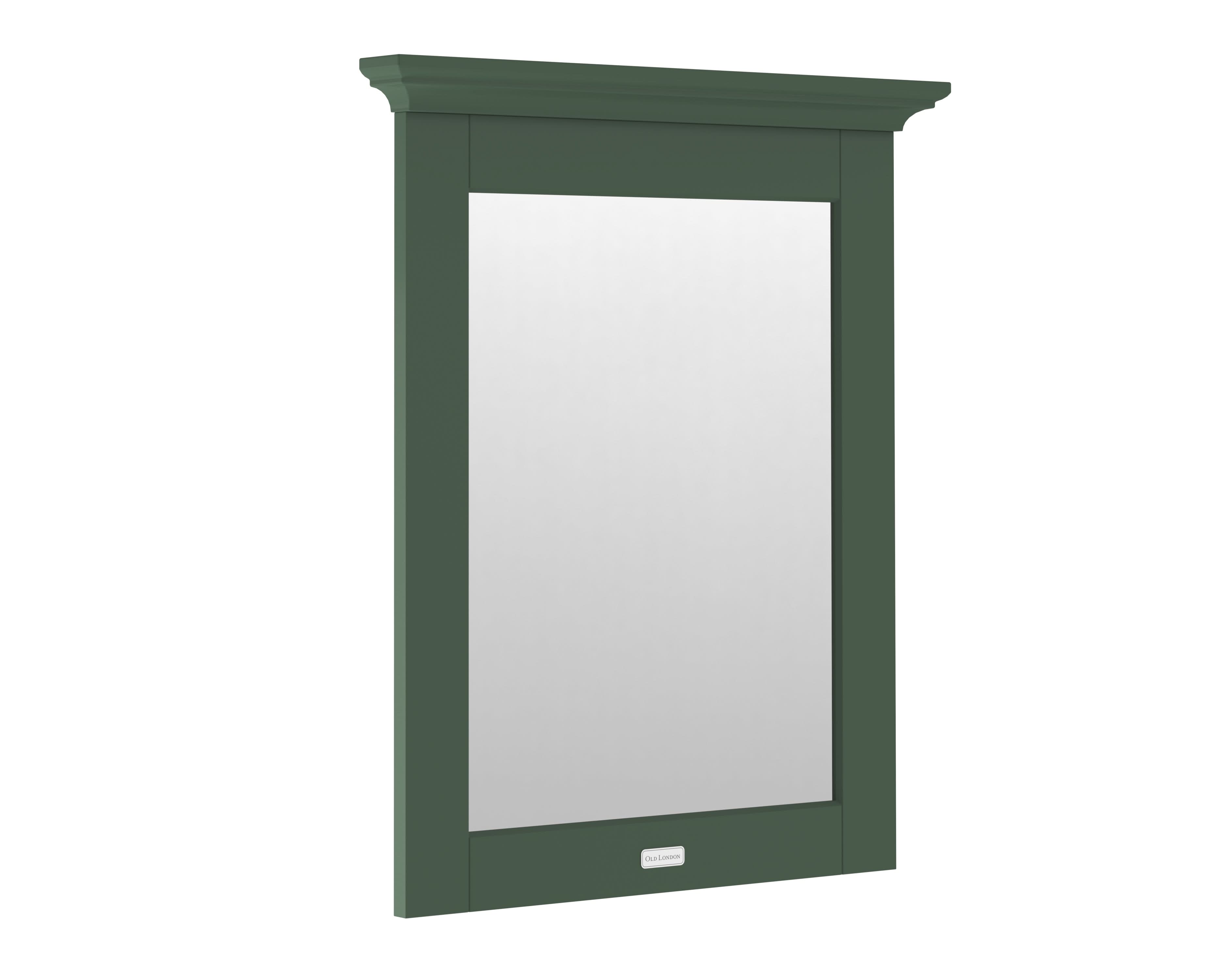 Old London Wall Hung Flat Rectangular Bathroom Wall Mirror, Textured Woodgrain Finish for Toilets and Bathrooms in Hunter Green, 600mm