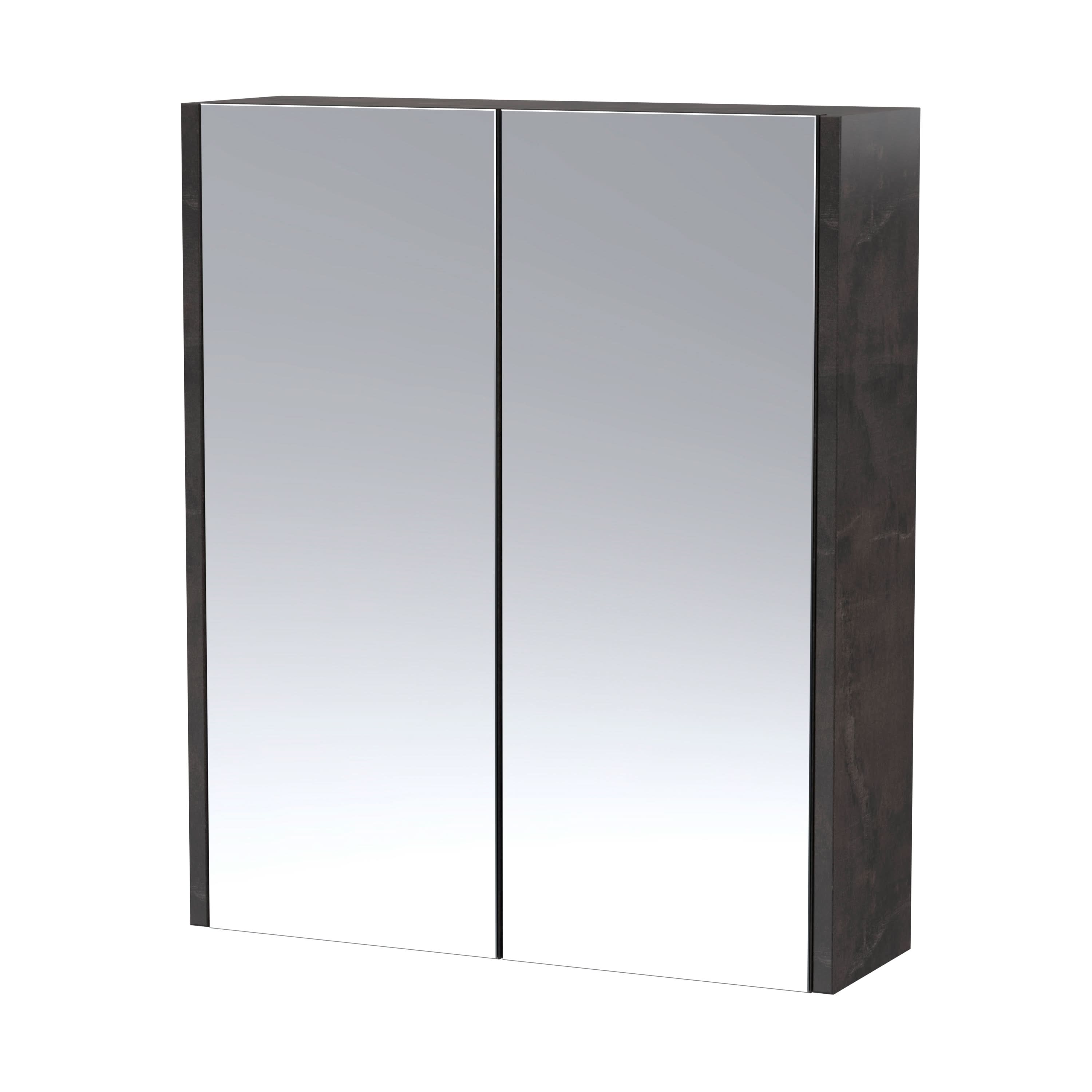 Hudson Reed Juno Wall Hung Bathroom Mirror Cabinet with 2 Durable Soft Close Doors & Shelf in Metallic Slate Finish, 600mm