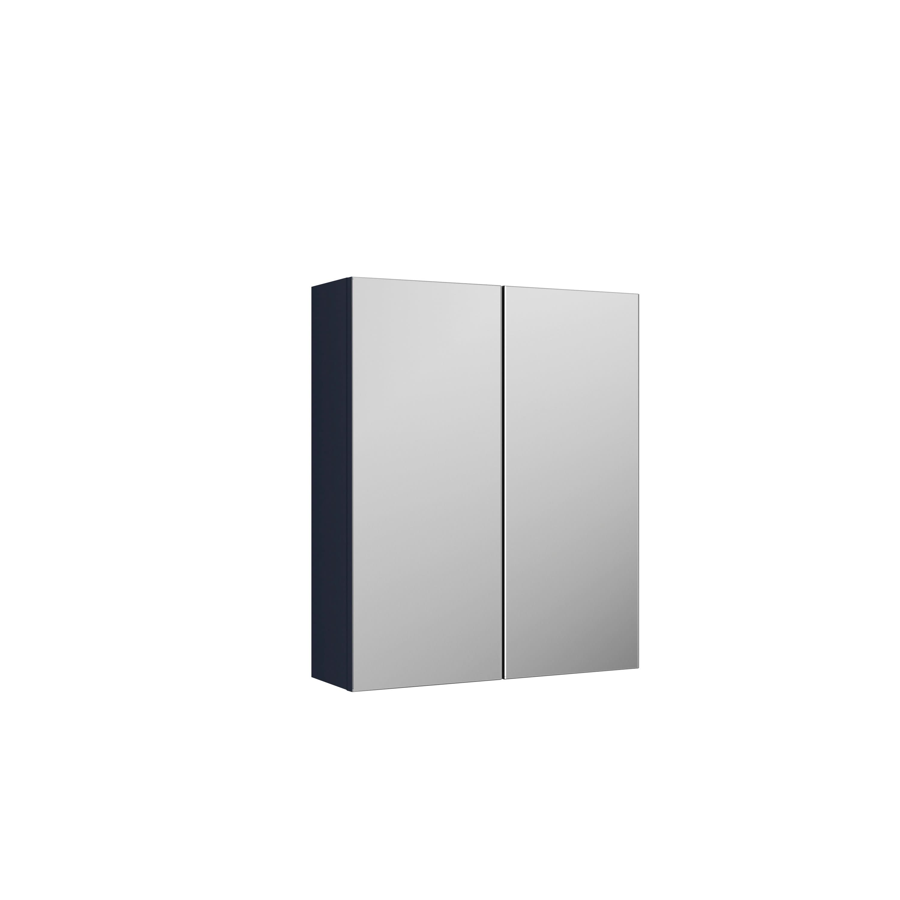 Nuie Arno Wall Hung Bathroom Mirror Cabinet with 2 Modern Durable Soft Close Doors & Shelf in Midnight Blue Finish, 600mm