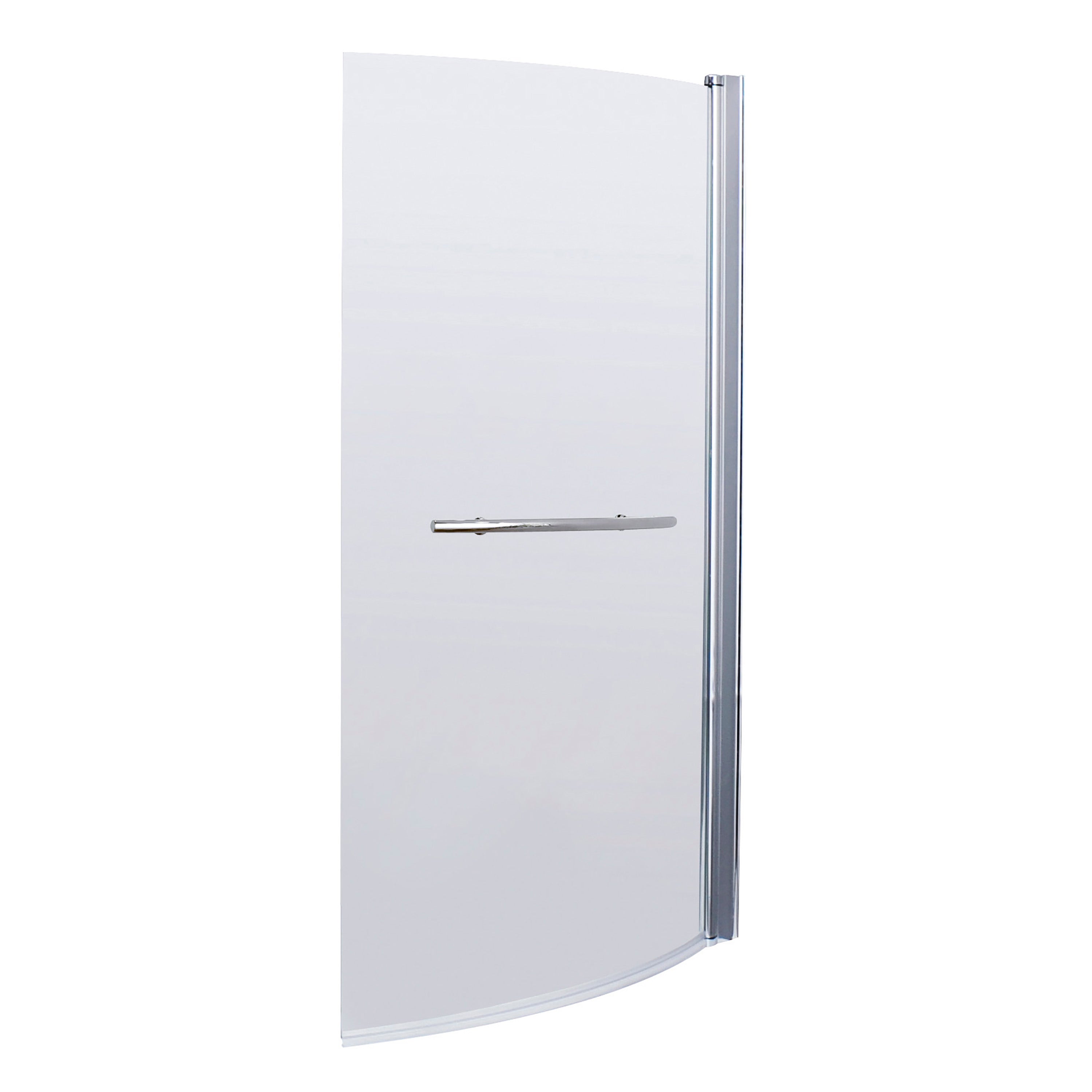 Nuie Curved B Shaped Shower Bath Screen With Towel Rail - 1435mm x 870mm - Polished Chrome