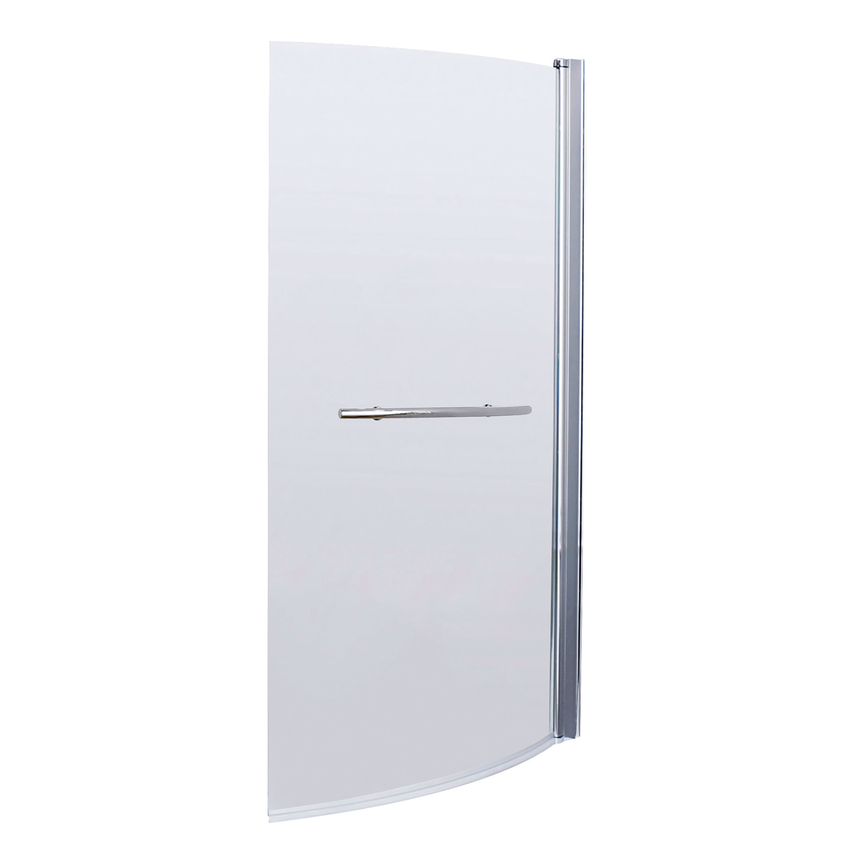 Nuie Curved B Shaped Shower Bath Screen With Towel Rail - 1435mm x 870mm - Polished Chrome