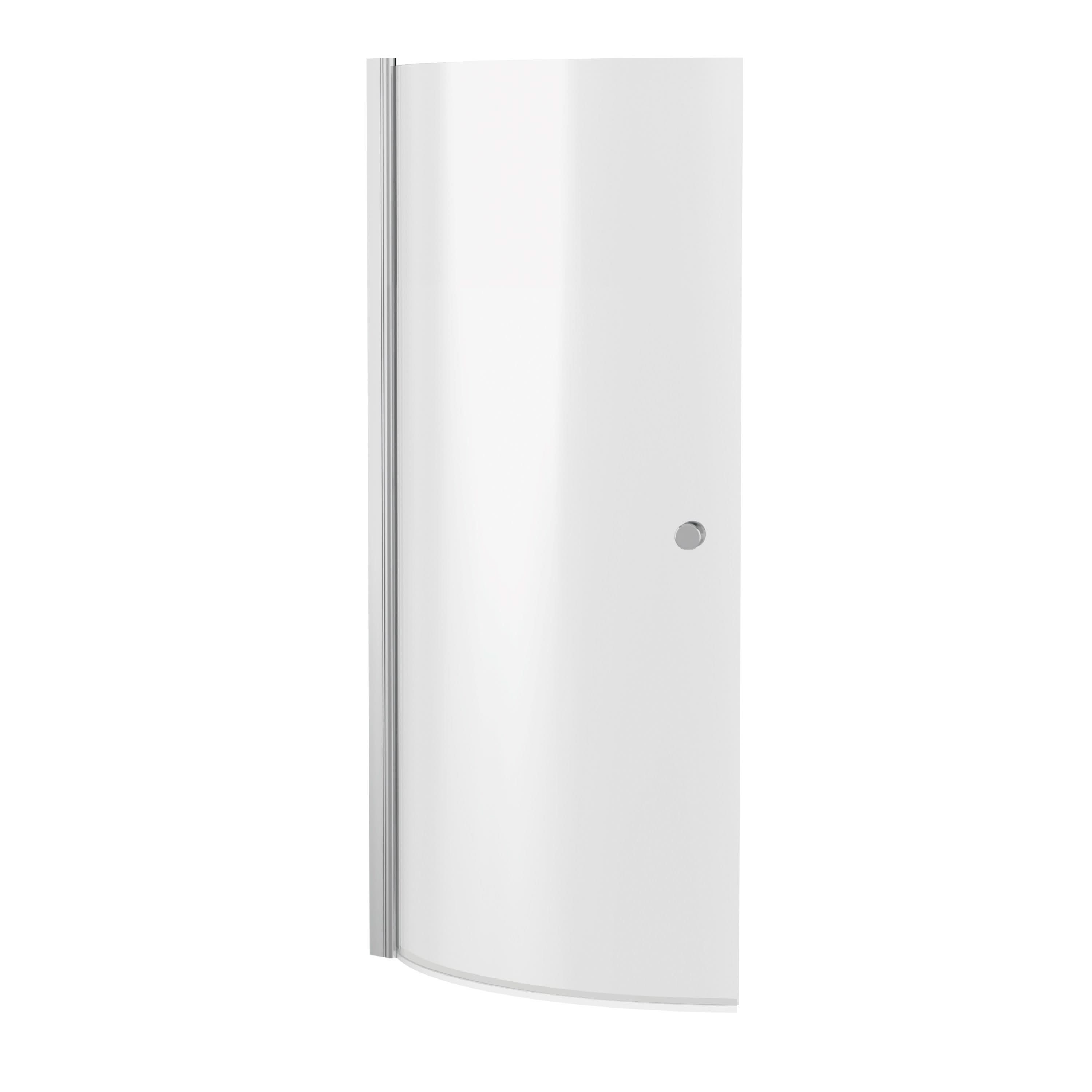 Nuie Curved P Shaped Shower Bath Screen With Knob - 1435mm x 720mm - Polished Chrome