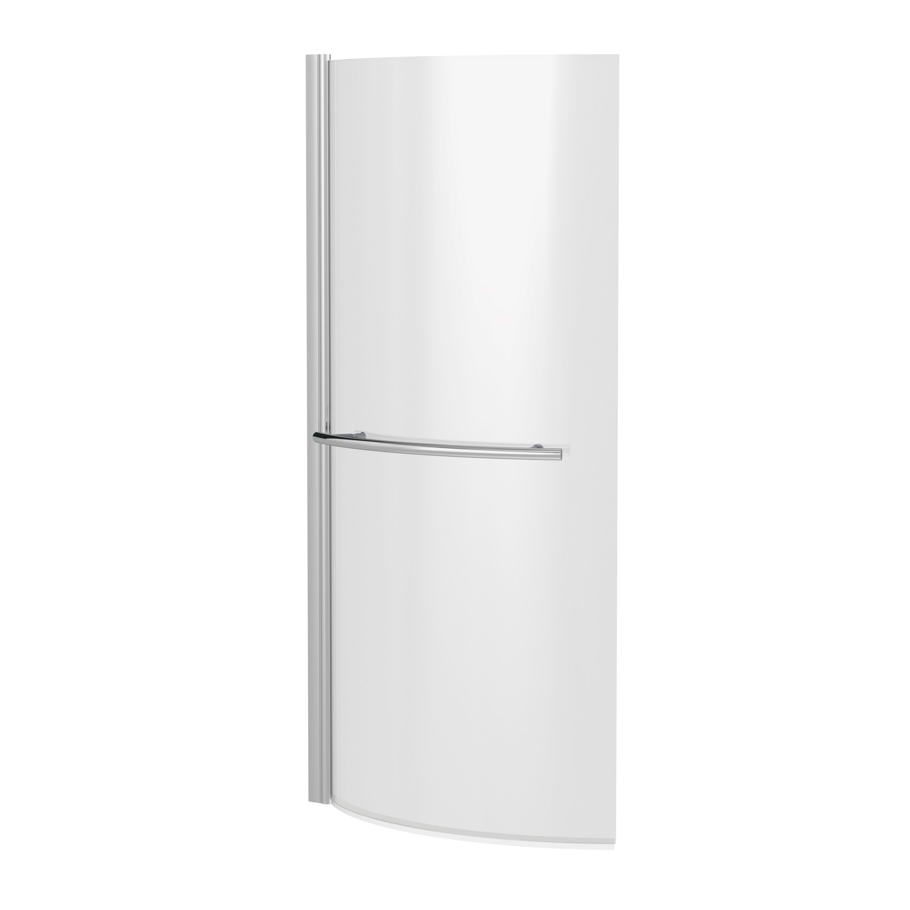 Nuie Curved P Shaped Shower Bath Screen With Towel Rail - 1435mm x 720mm - Polished Chrome